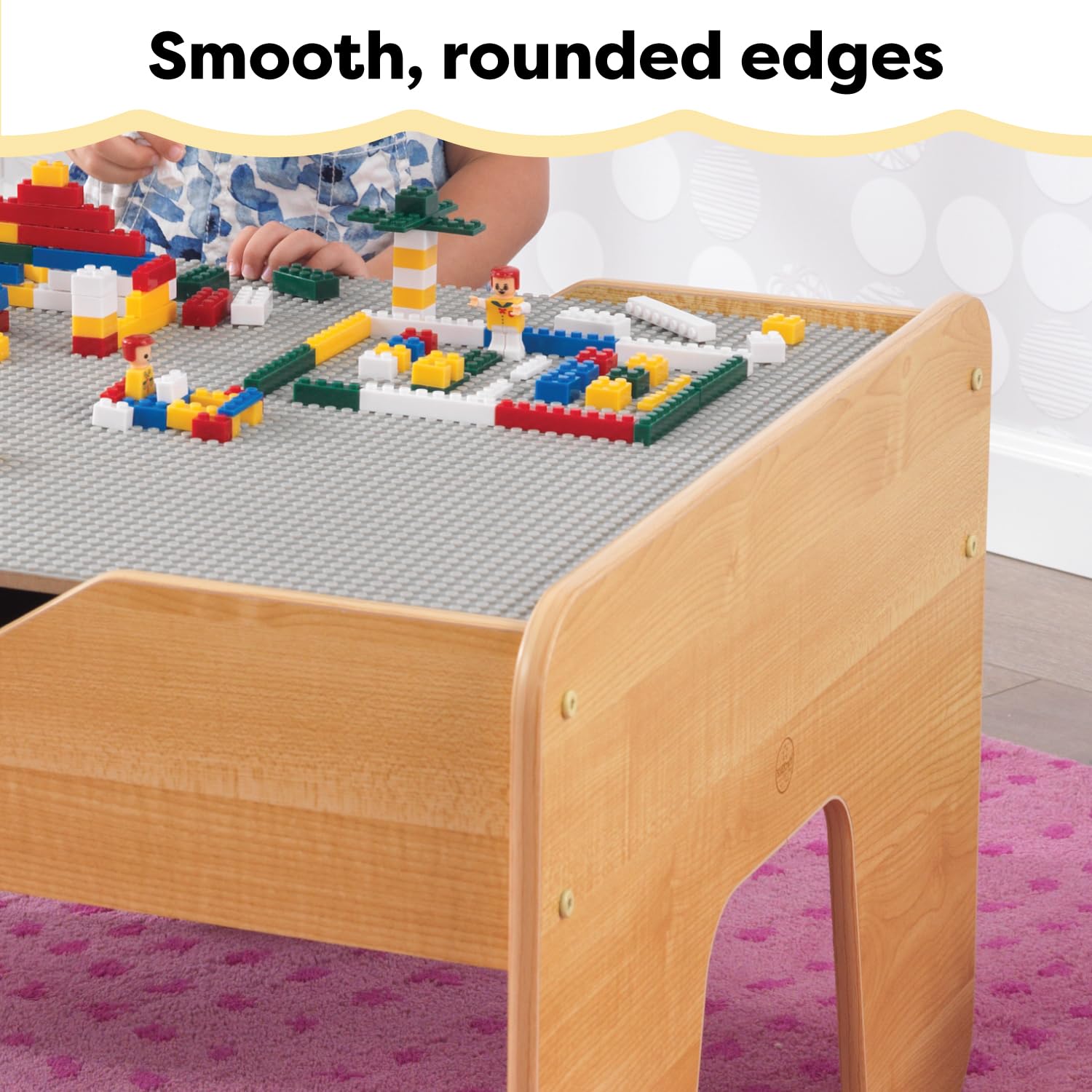 Reversible Wooden Activity Table with Building Bricks