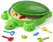 Turtle Sandbox with Lid, Sand Box with Cover incl 8 Sand Toys