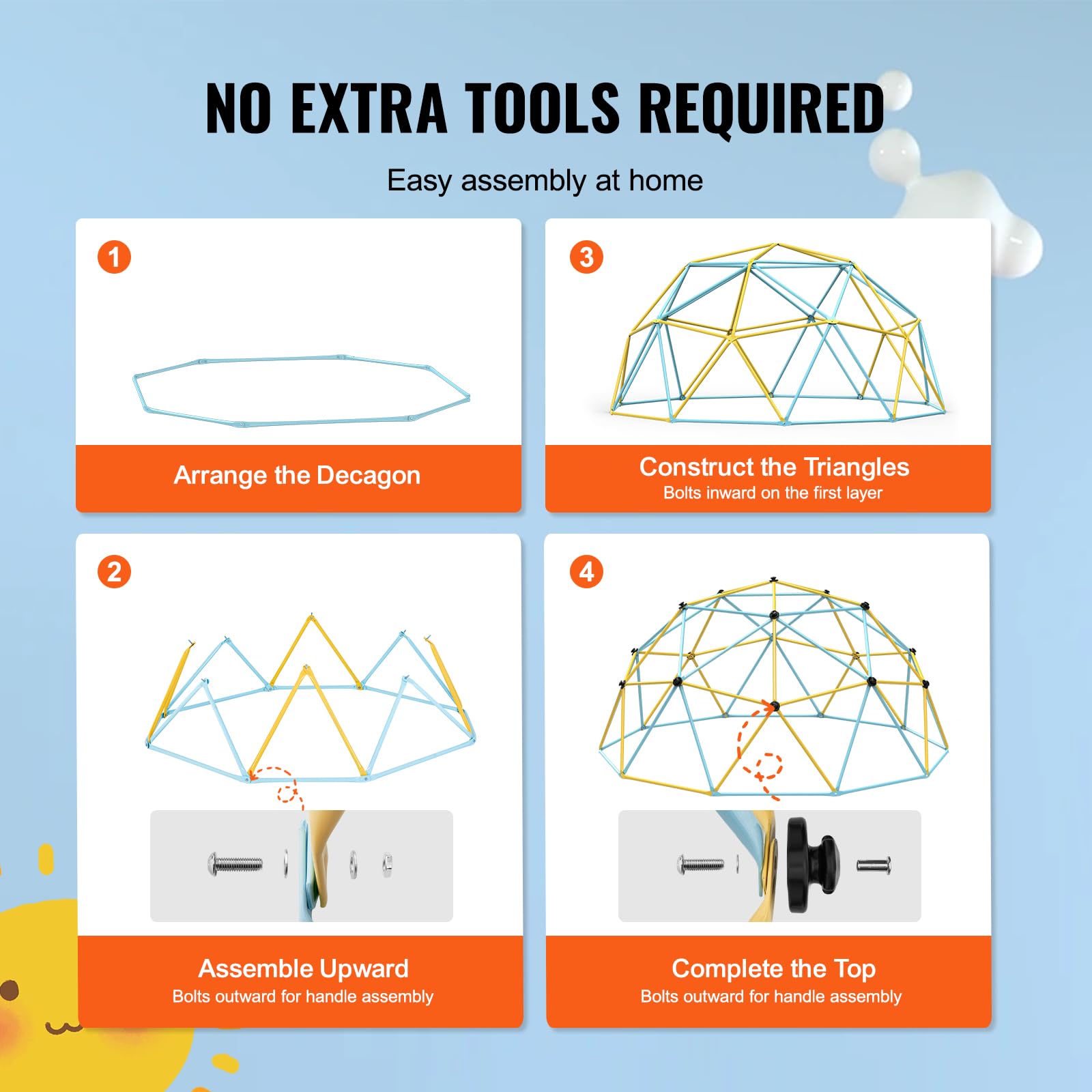 10FT Geometric Climbing Dome for Kids 3-10 Years