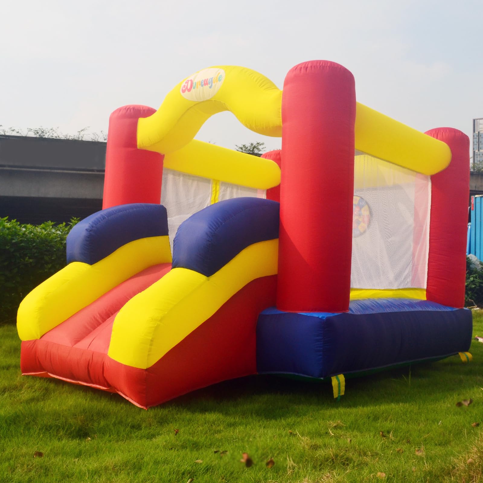 Outdoor Play Bounce House with Slide Inflatable Bouncer Backyard Playground Sets