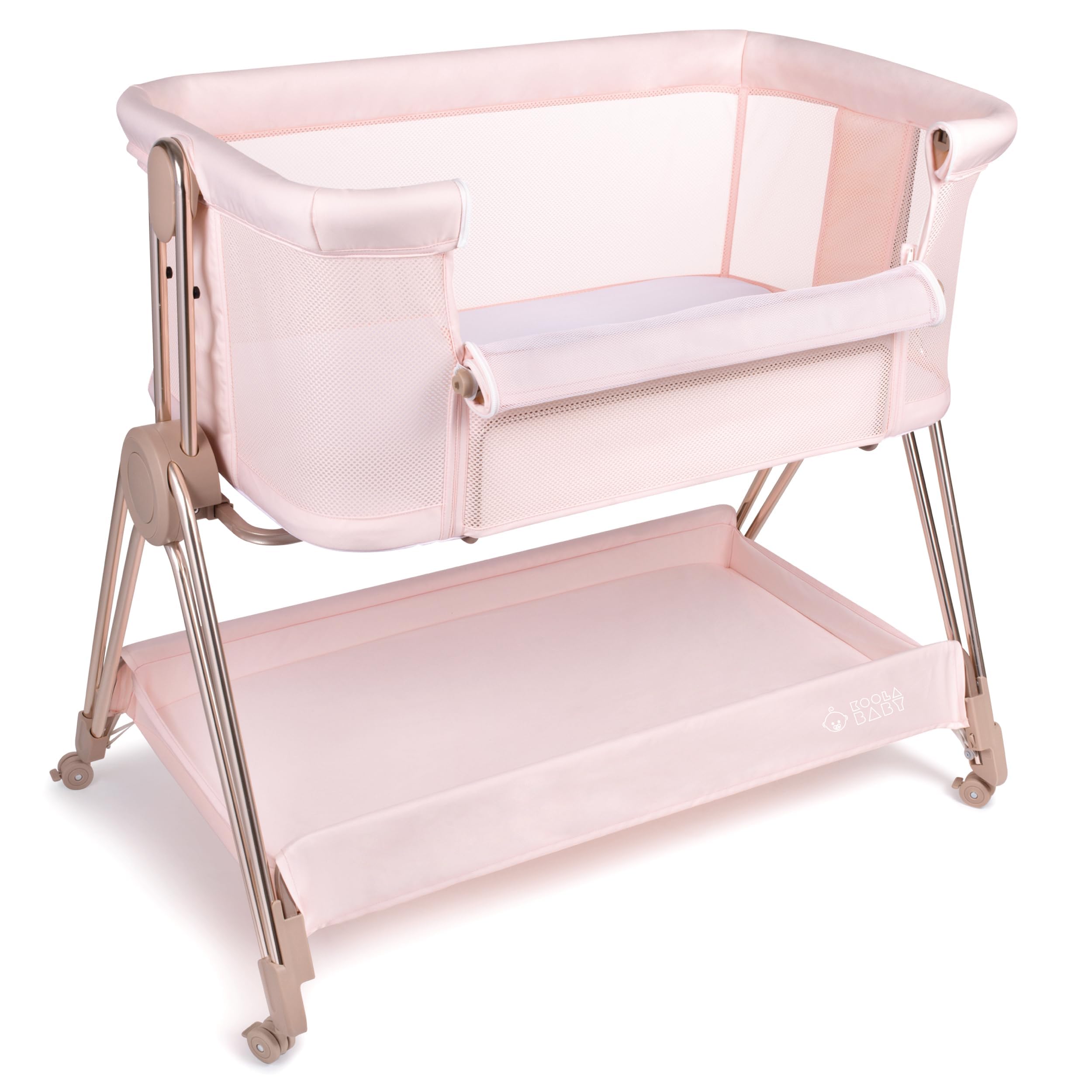 Baby Bedside Sleeper - Bassinet & Bedside Crib with Height Adjustment & Wheels -
