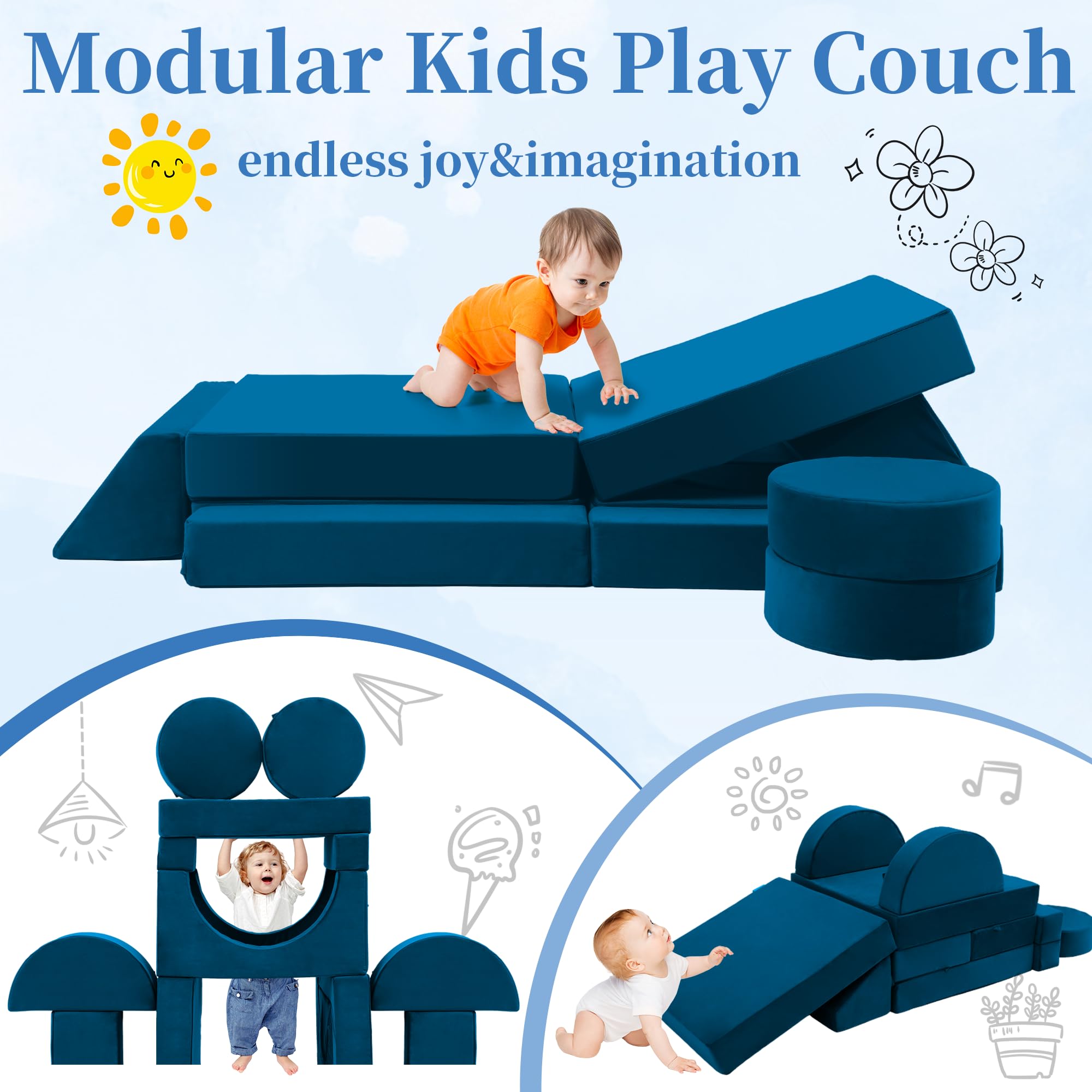 Modular Toddler Couch 18-Piece Foam Play Set