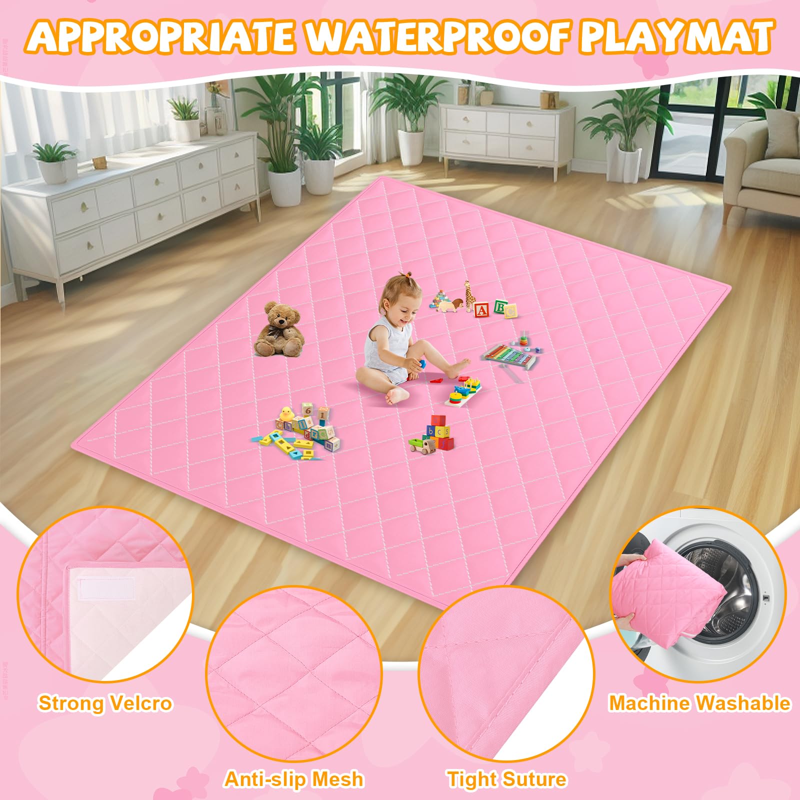 Large Baby Playpen with Mat 79x71 Inches