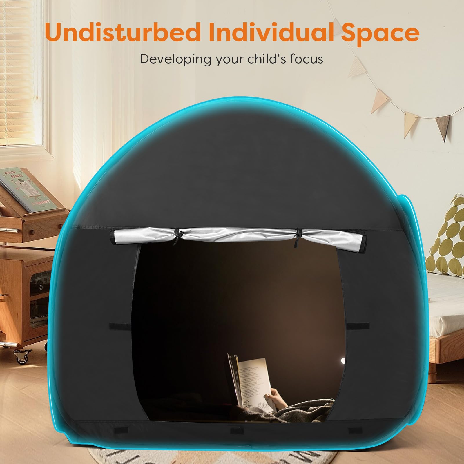 Sensory Tent for Kids with Autism,47x47x47in Blackout Sensory Room Pop-up Play Tent,Calm Corner for Children to Play and Relax,Helps with Autism, SPD,Anxiety & Improve Focus