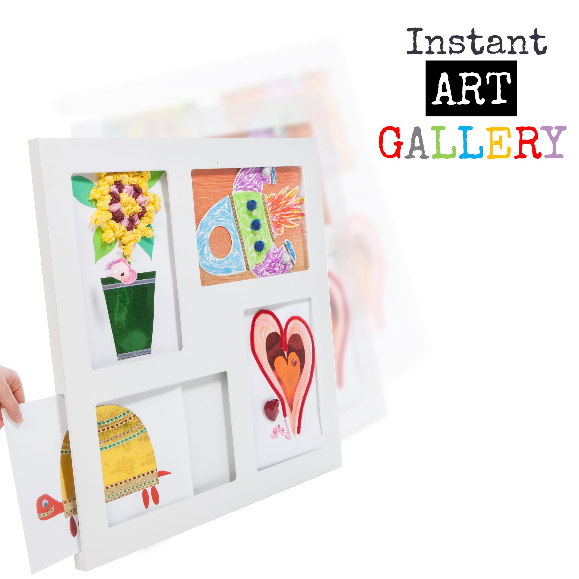 Quadruple Children's Artwork Frame, Fits Four 9 x 12’’ artwork