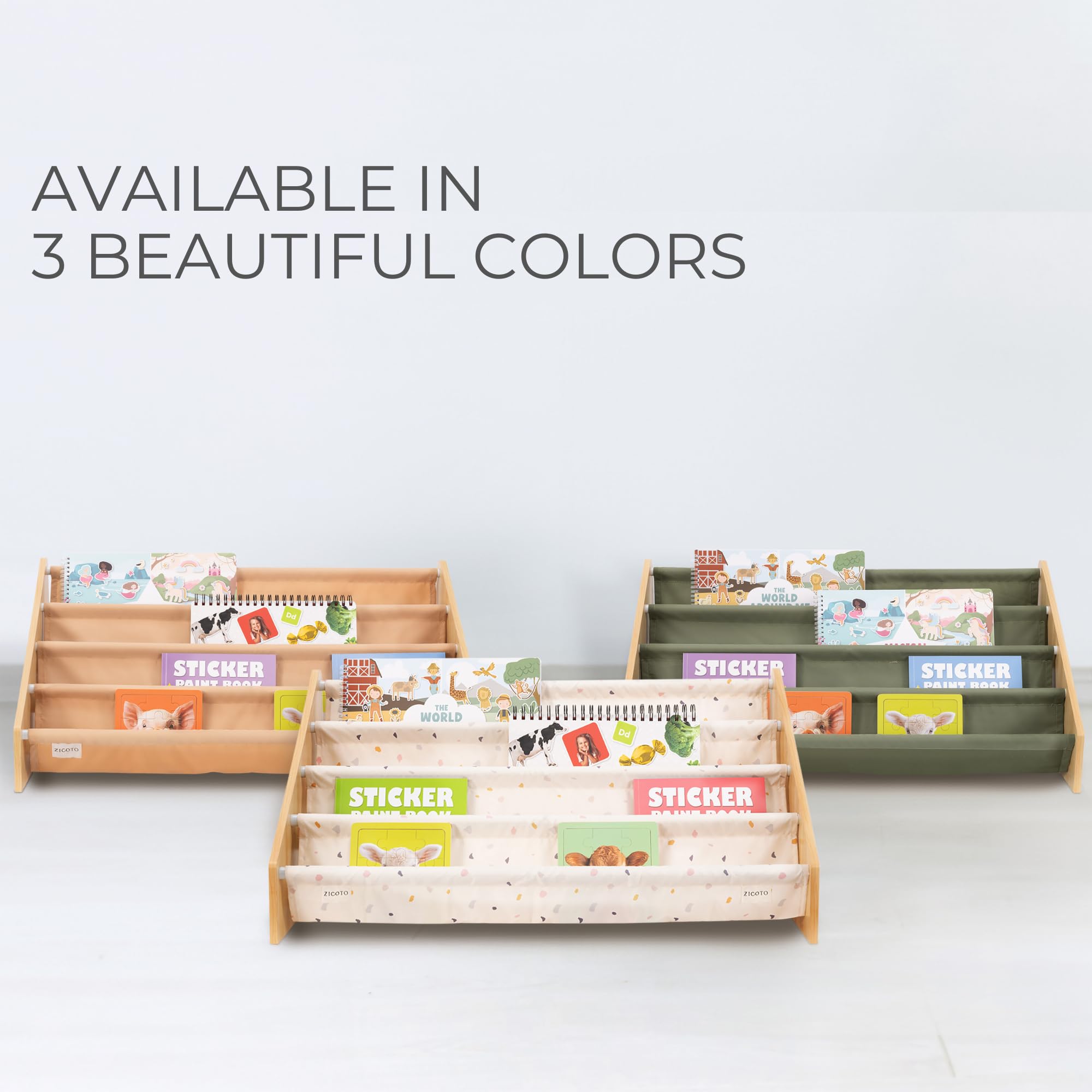 Wooden Kids Bookshelf Montessori Storage Organizer