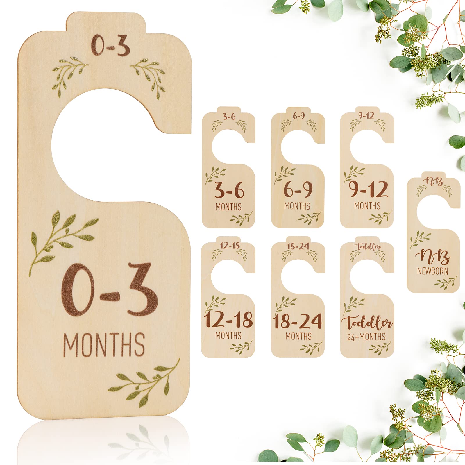 Wooden Baby Closet Dividers Set of 8 - Newborn to 24 Months