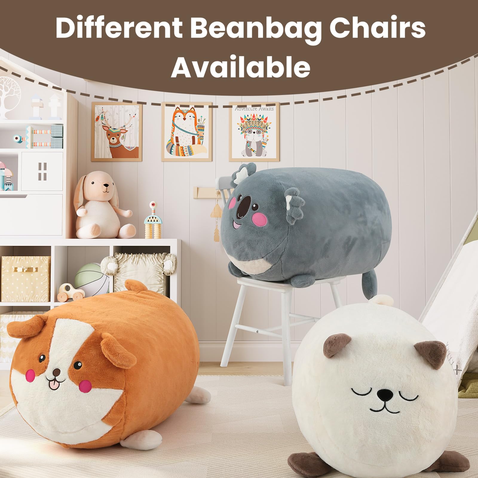Kids Bean Bag Chair Cat Design with Shredded Foam Filling