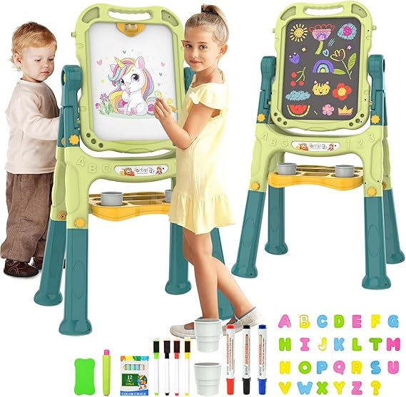 for Kids, Adjustable Standing Rotatable Double Sided Easel