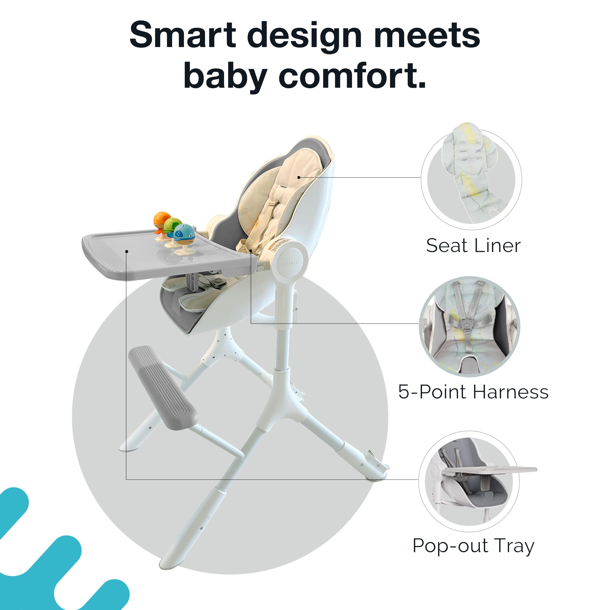 Convertible High Chair with Lounger Mode for Newborn to Toddler