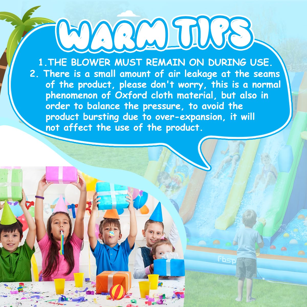 Inflatable Water Bounce House with Triple Slide and Splash Pool