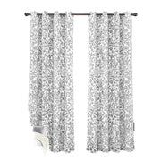 2 Piece Floral Curtain 52" W x 96" Length Navy White Darkening Blackout