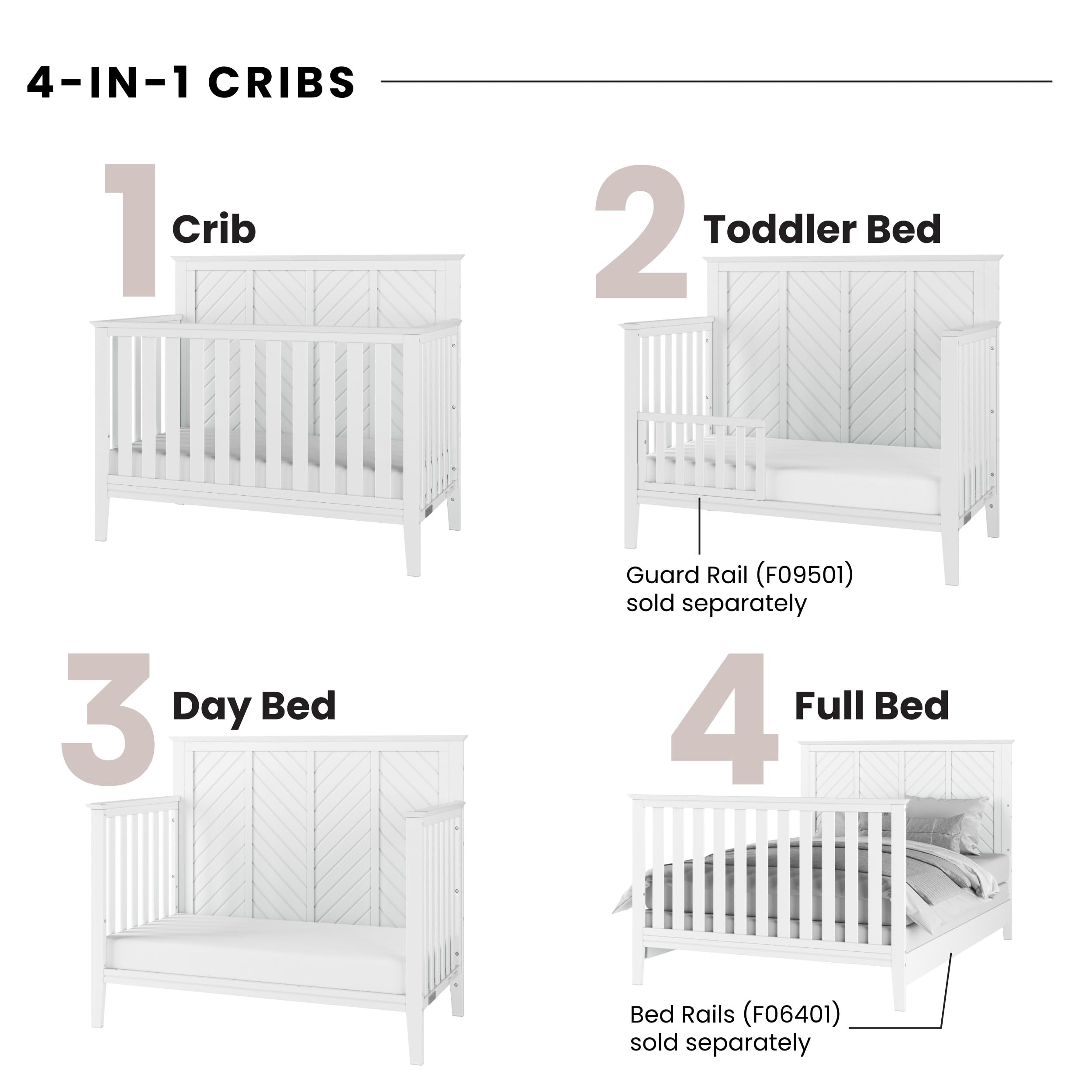 4-in-1 Convertible Crib and Dresser Nursery Set