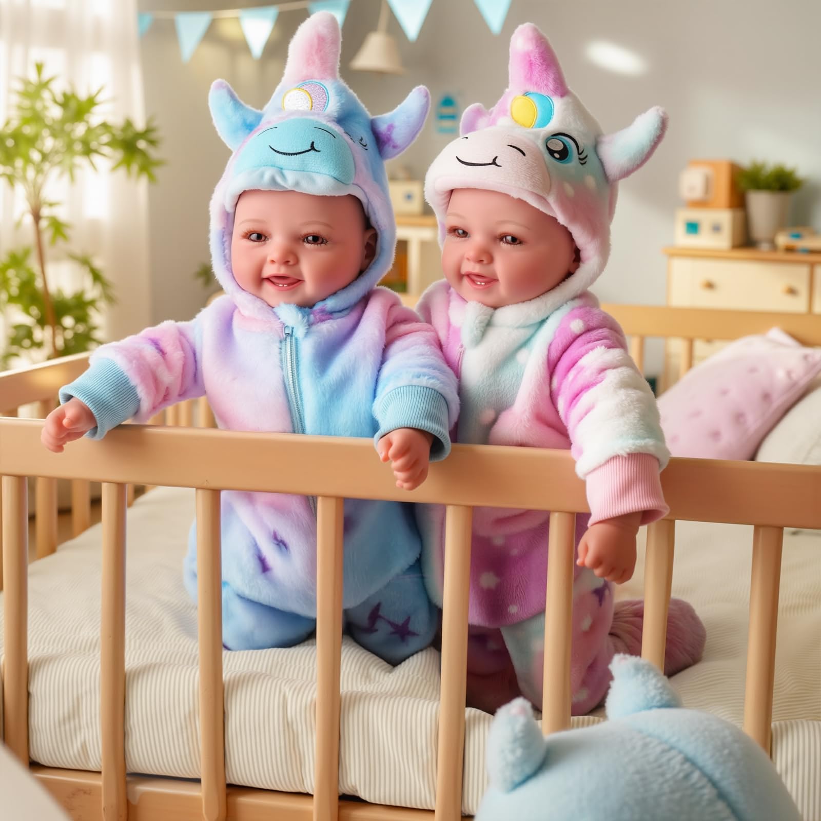 Baby Dolls Twins - 17'' Cute Soft Body Realistic Newborn Twin Dolls Real Life Baby