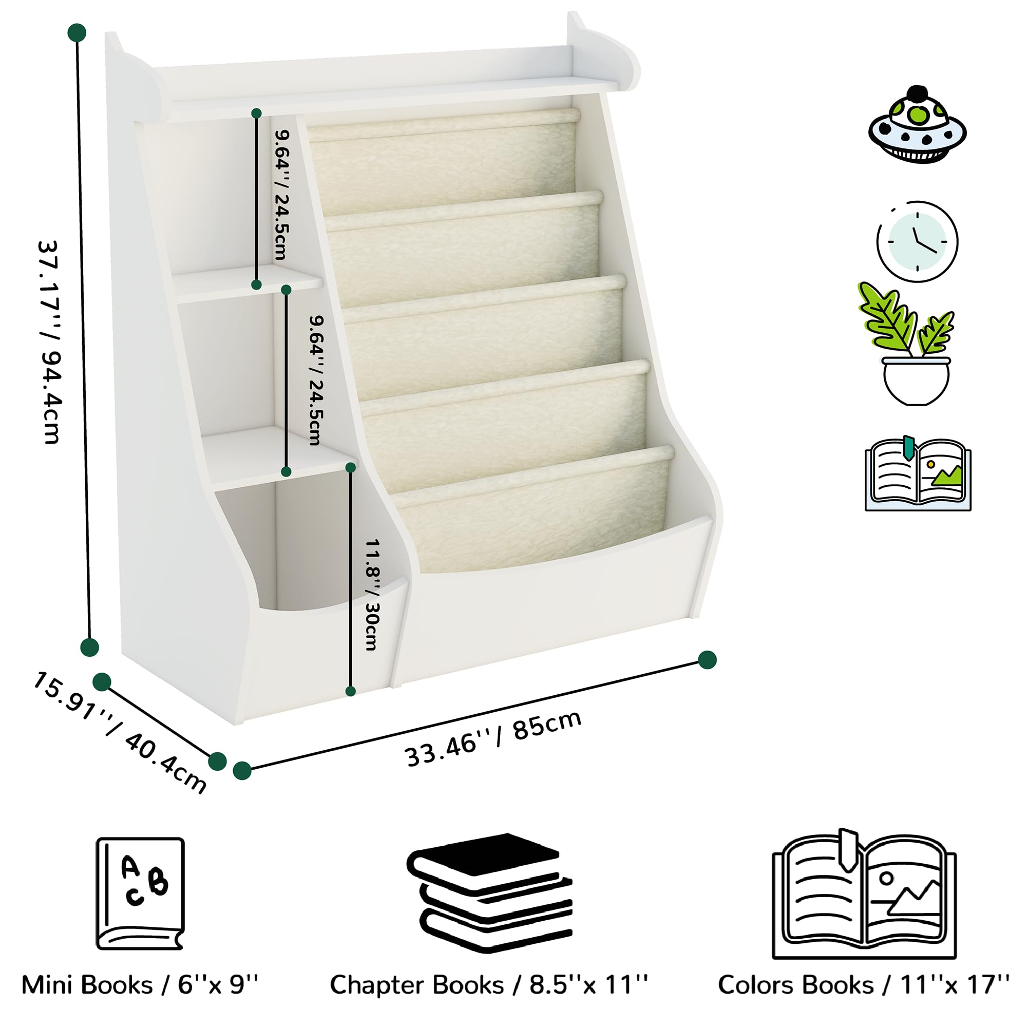 4-Tier Wooden Kids Bookshelf