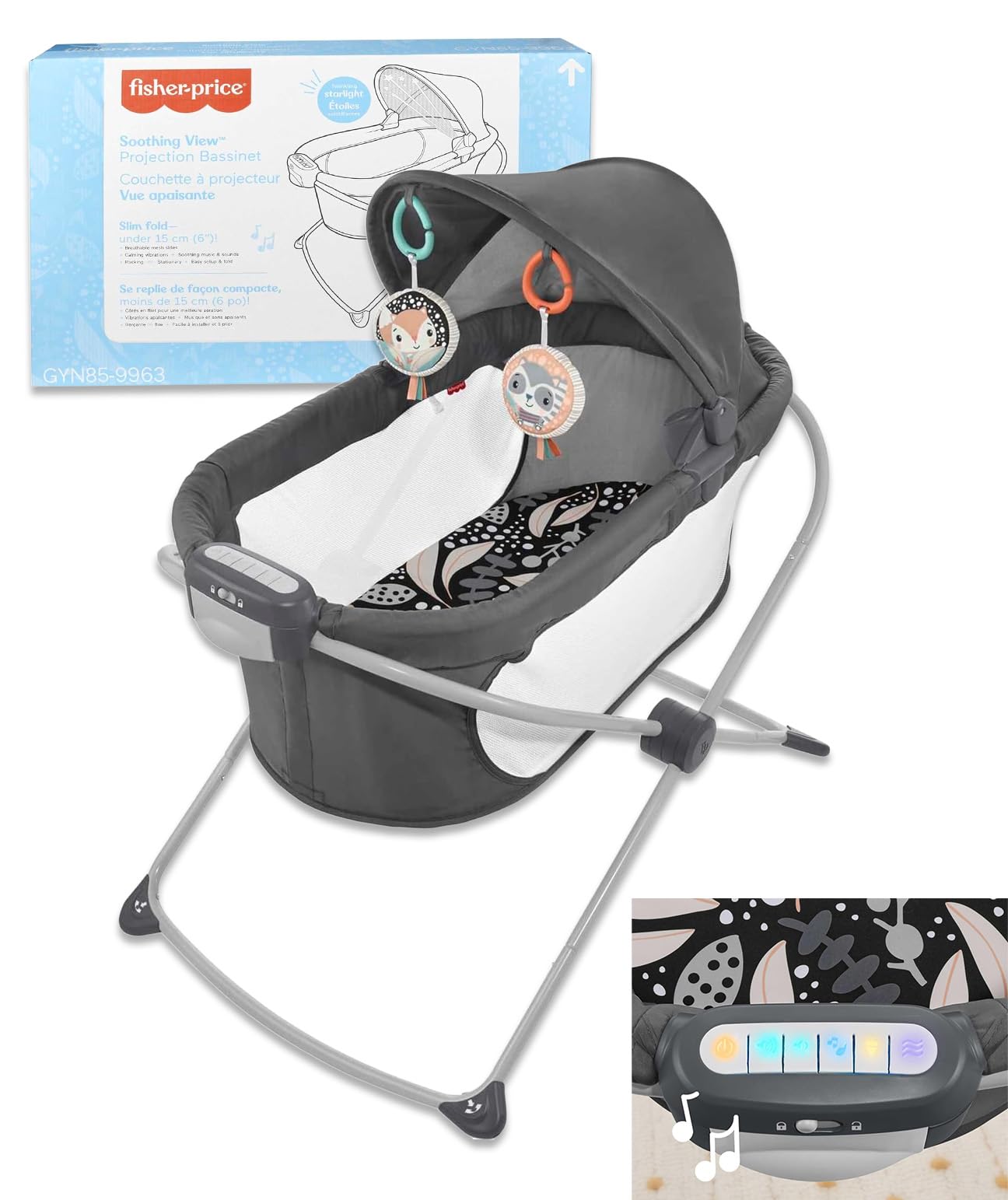 Baby Crib Soothing View Bassinet - Portable Bassinet for Baby Foldable