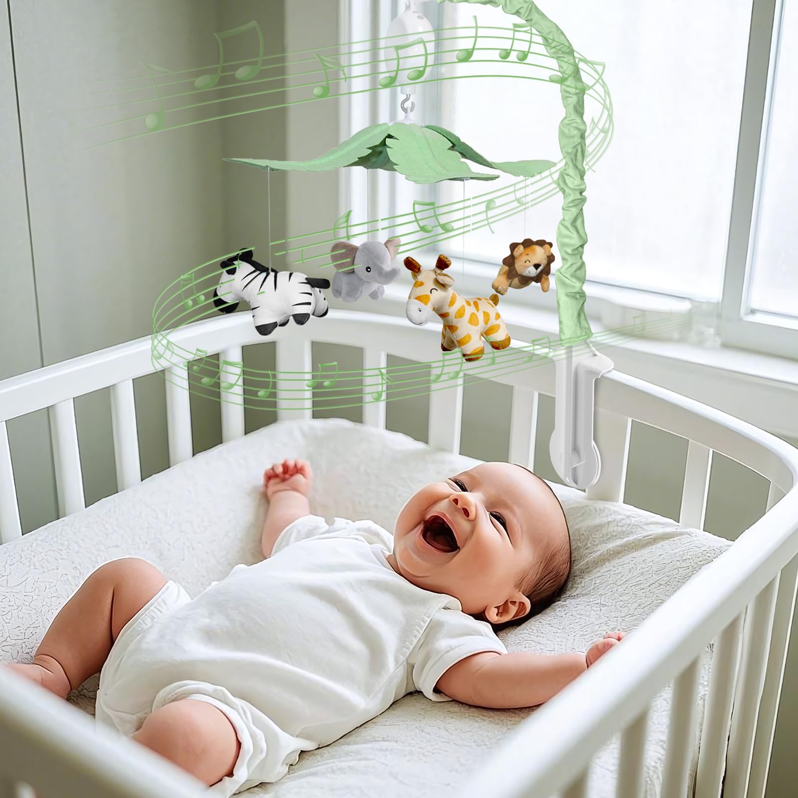 Jungle Safari Baby Crib Mobile with Music and Rotation