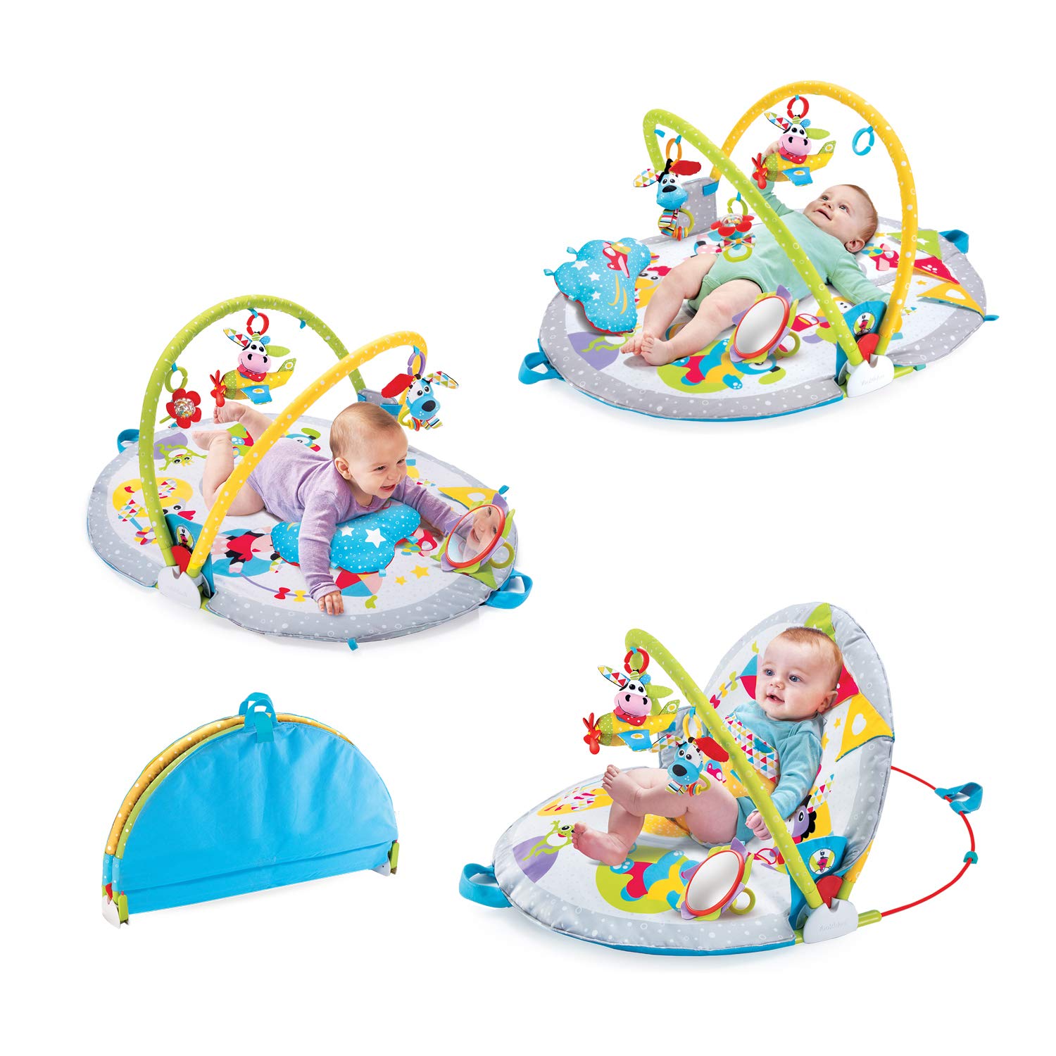 3-in-1 Baby Activity Gym & Playmat with Tummy Time Pillow