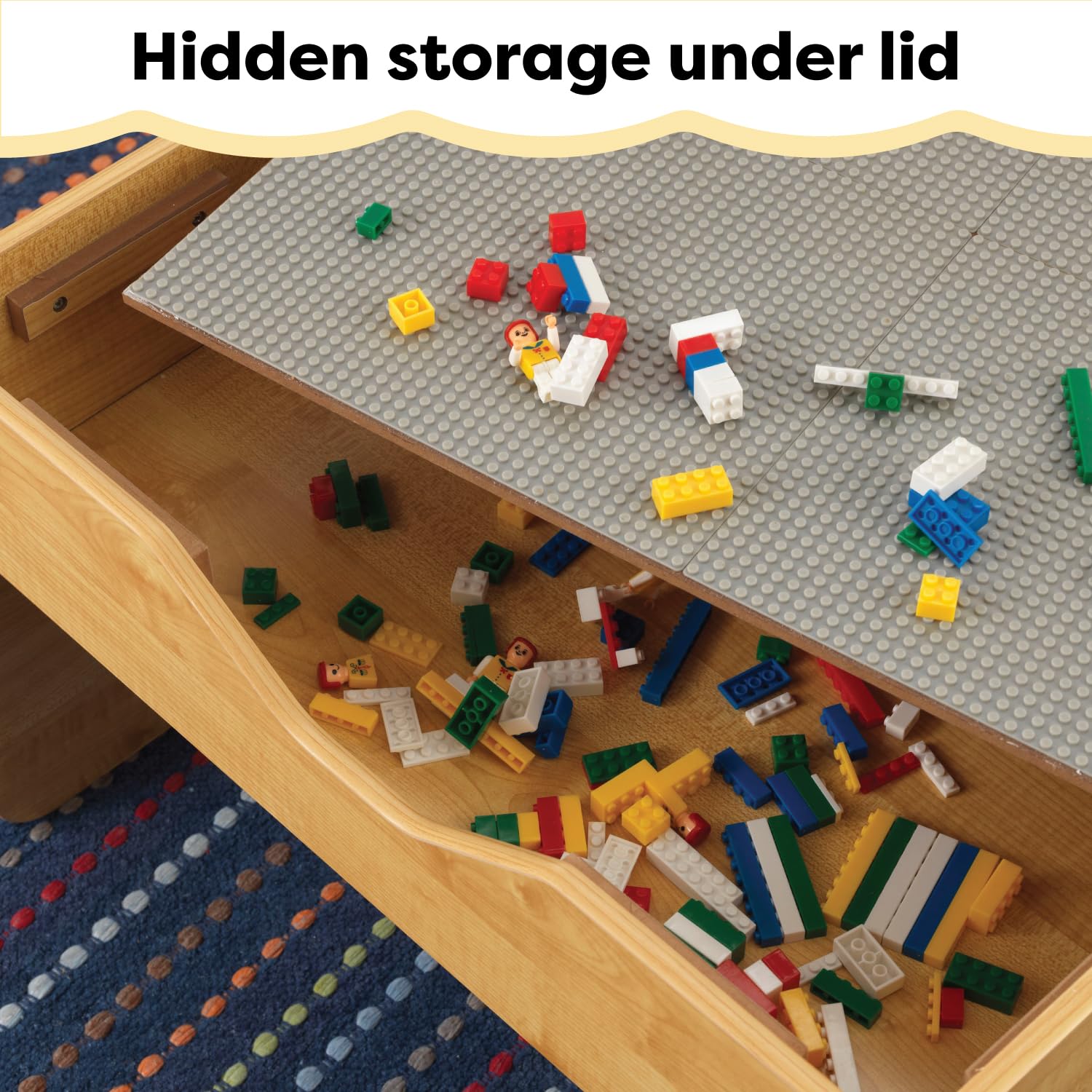Reversible Wooden Activity Table with Building Bricks