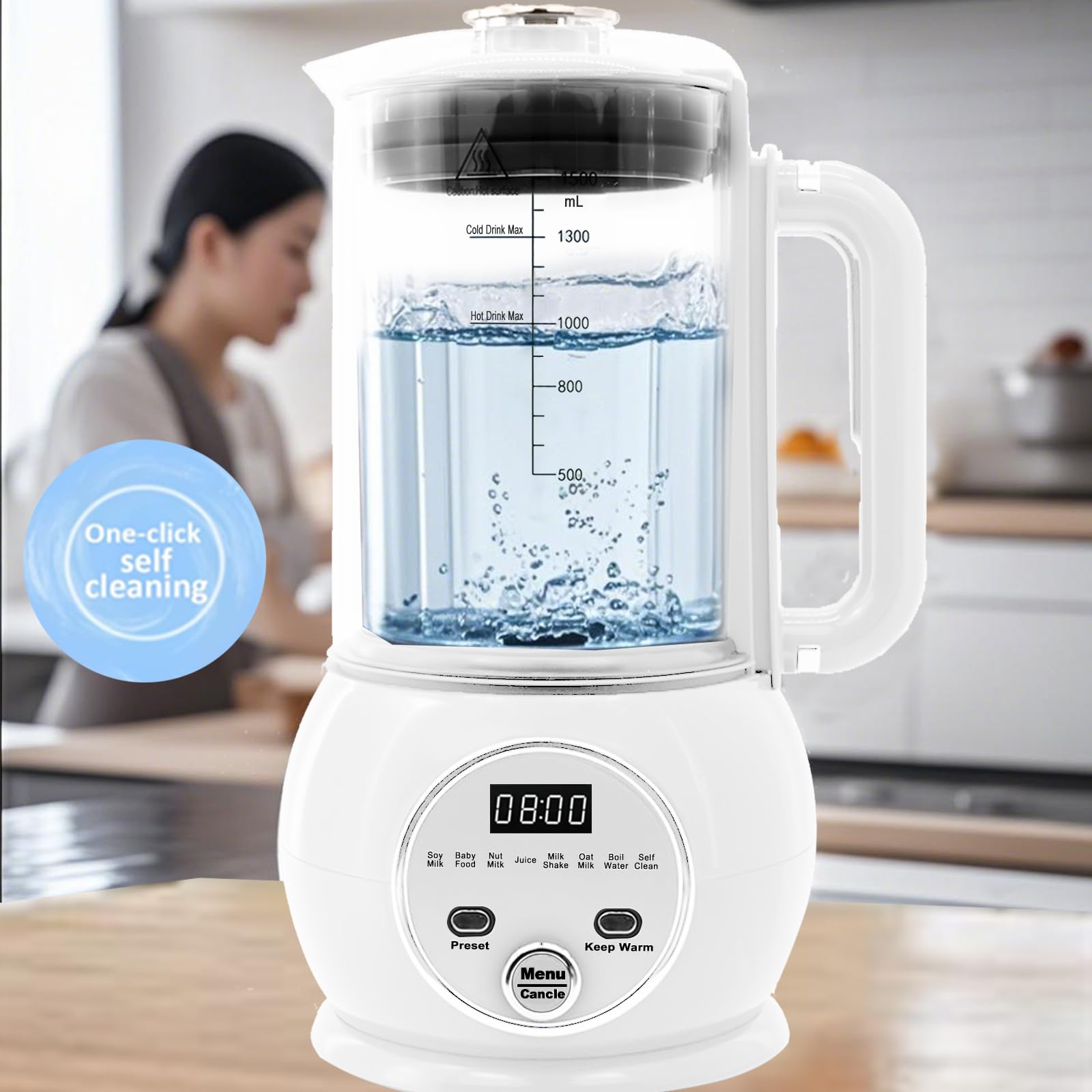 51oz Automatic Nut Milk Maker,10 in 1 Soy Milk Maker Machine 20 Blades