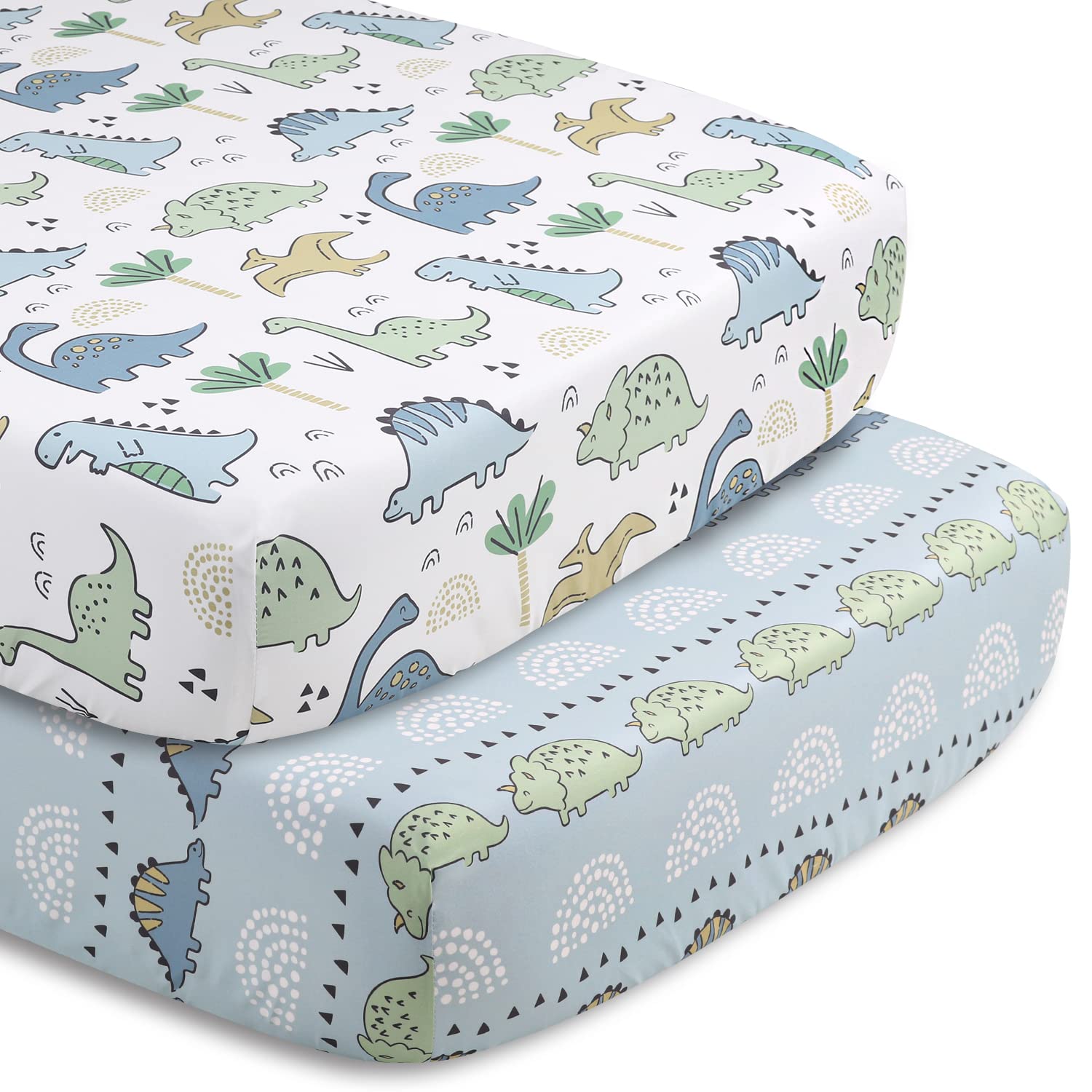 Blue Dino Nursery Crib Bedding Set 5 Piece