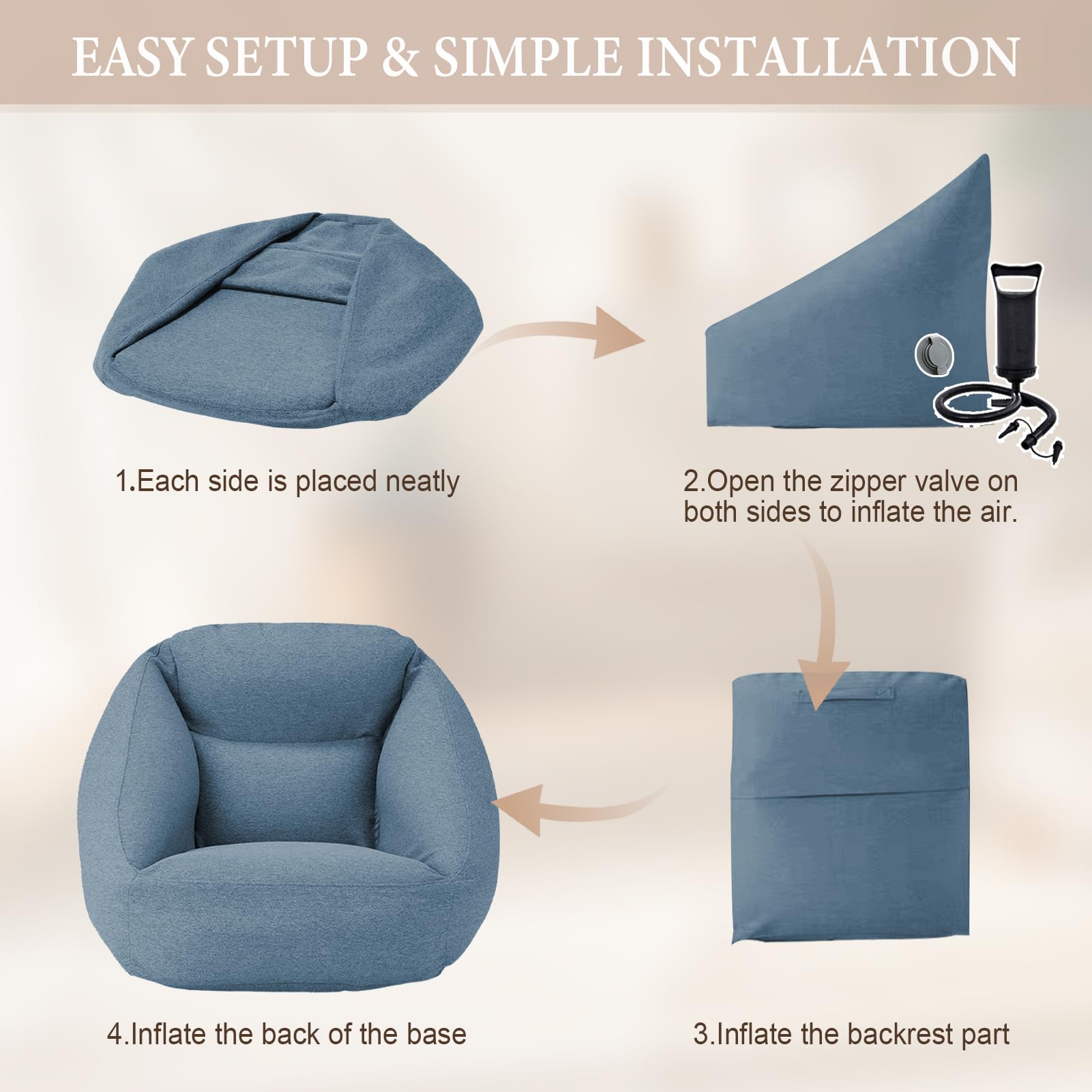 Inflatable Lounge Chair with 5-Zone Air Chambers