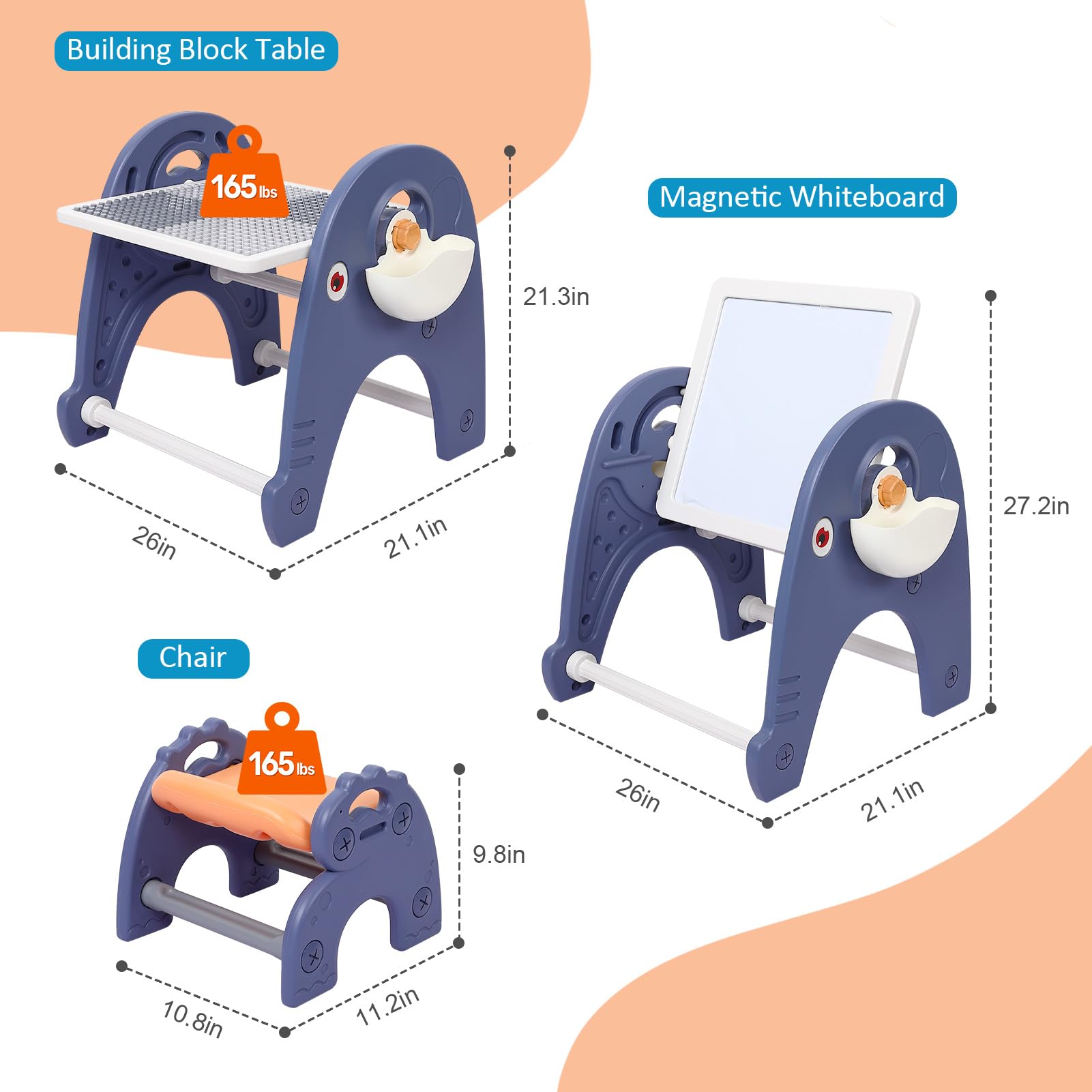 8-in-1 Kids Activity Easel Table with Building Blocks
