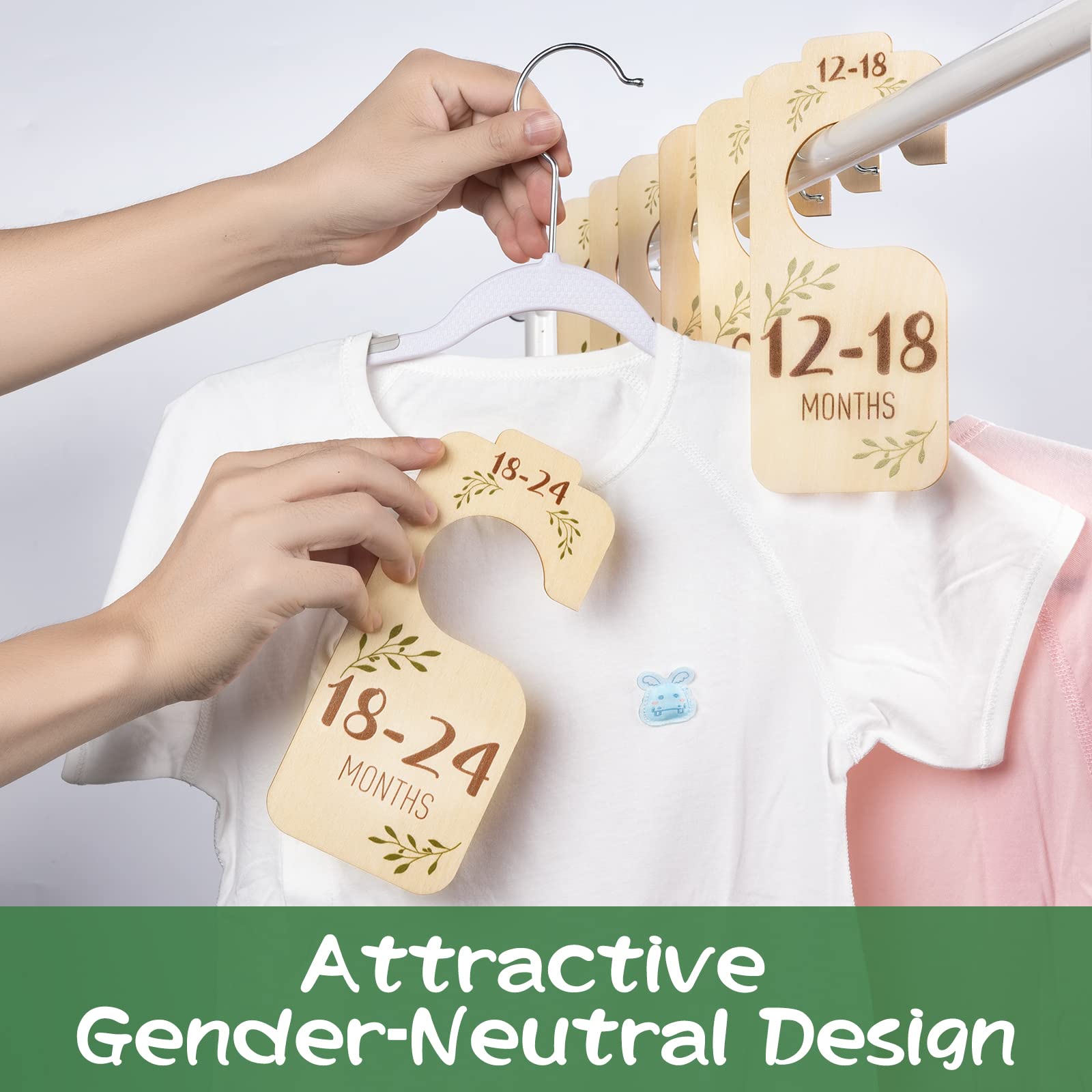 Wooden Baby Closet Dividers Set of 8 - Newborn to 24 Months