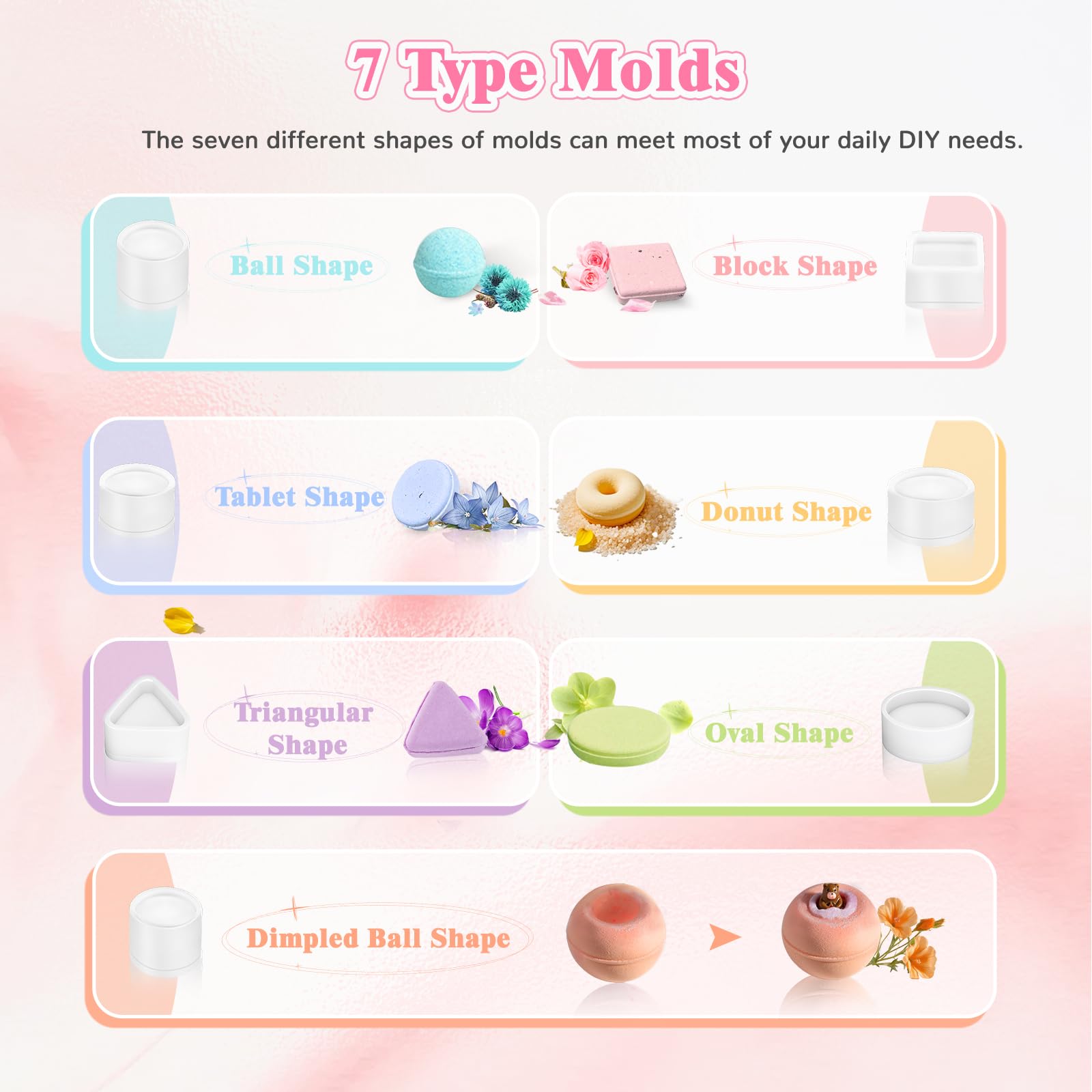 Bath Bomb Molds Set - 7 Shapes