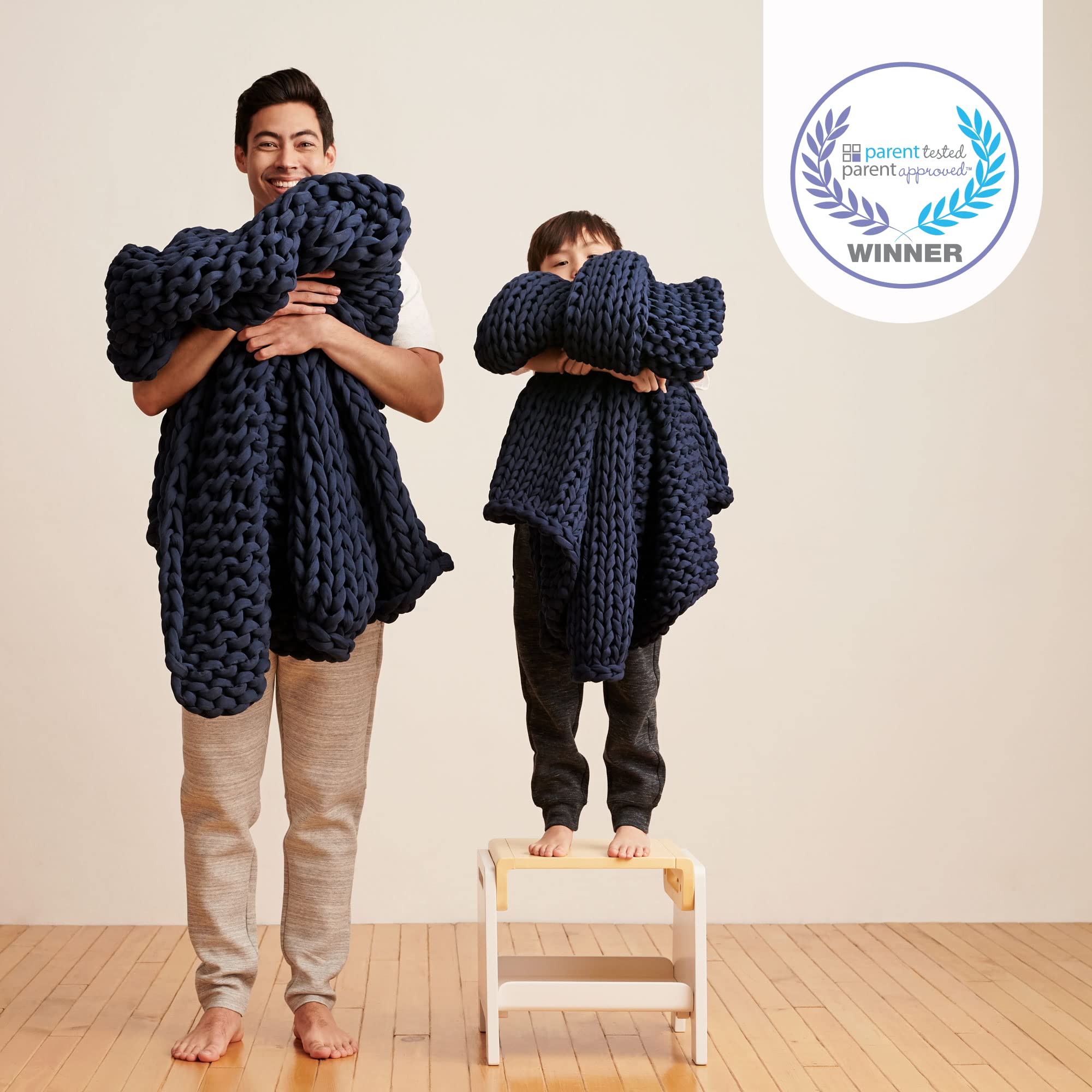 Hand-Knit Kids Weighted Blanket - Chunky Knit - Organic Cotton - 5 lbs