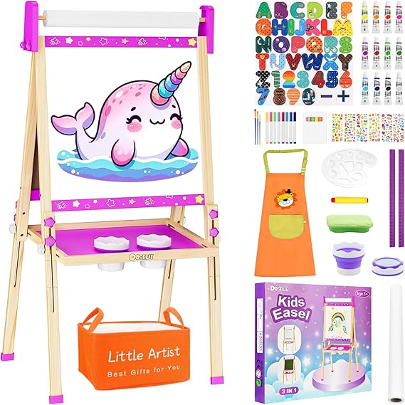 Adjustable Wooden Toddler Art Easels, Girls Toys for Ages 5-7,8-13,