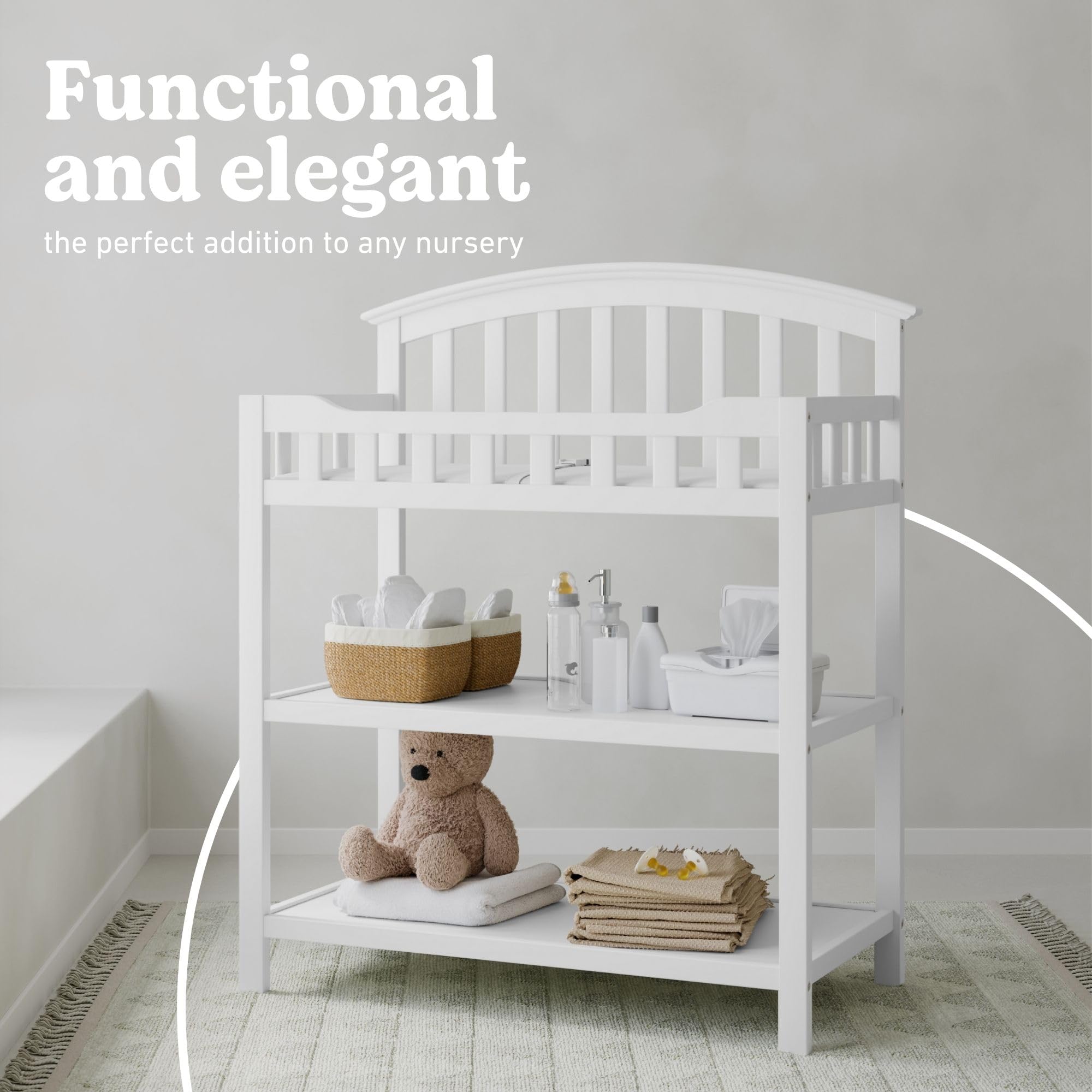 White Nursery Changing Table with Storage