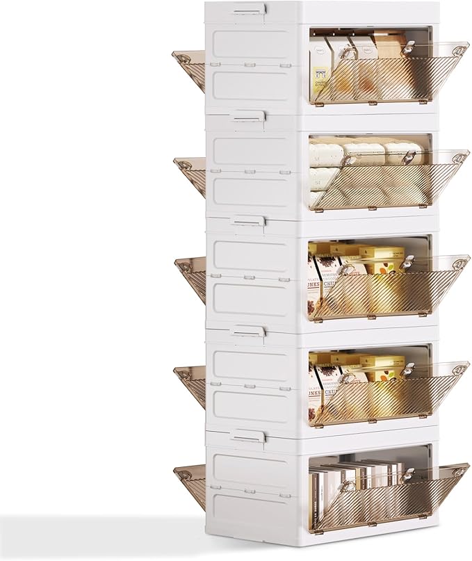 3-Tier Stackable Plastic Storage Bins - 67QT Stackable Storage Bins - Closet