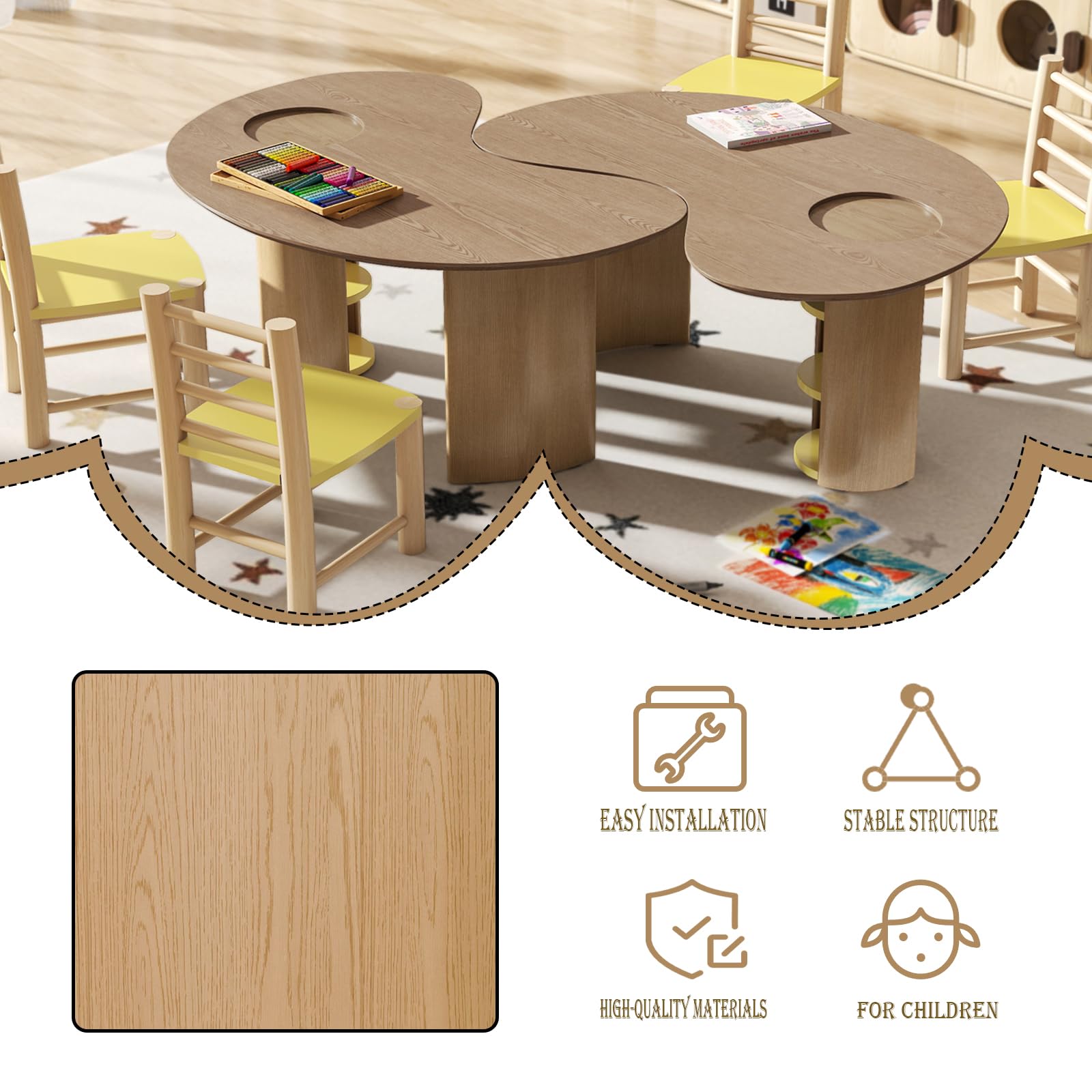 Kids Half Moon Activity Table with Storage