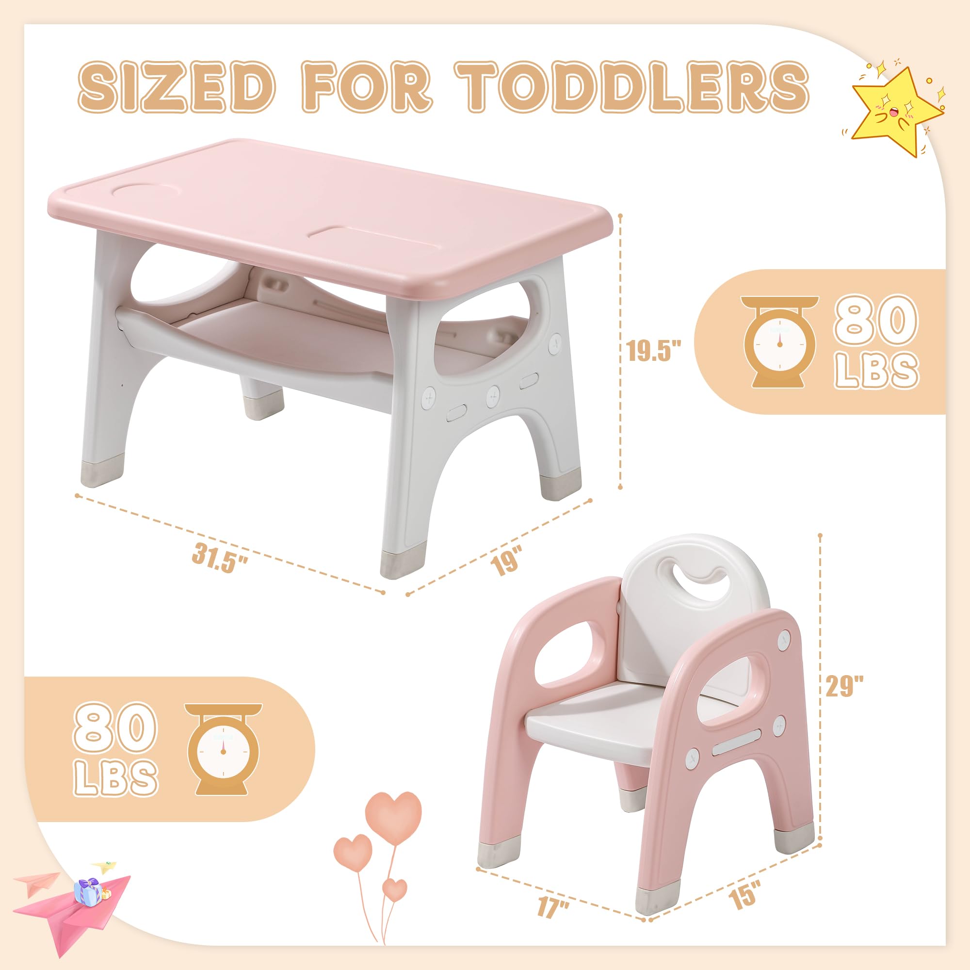 Kids Table and Chairs Set with Storage