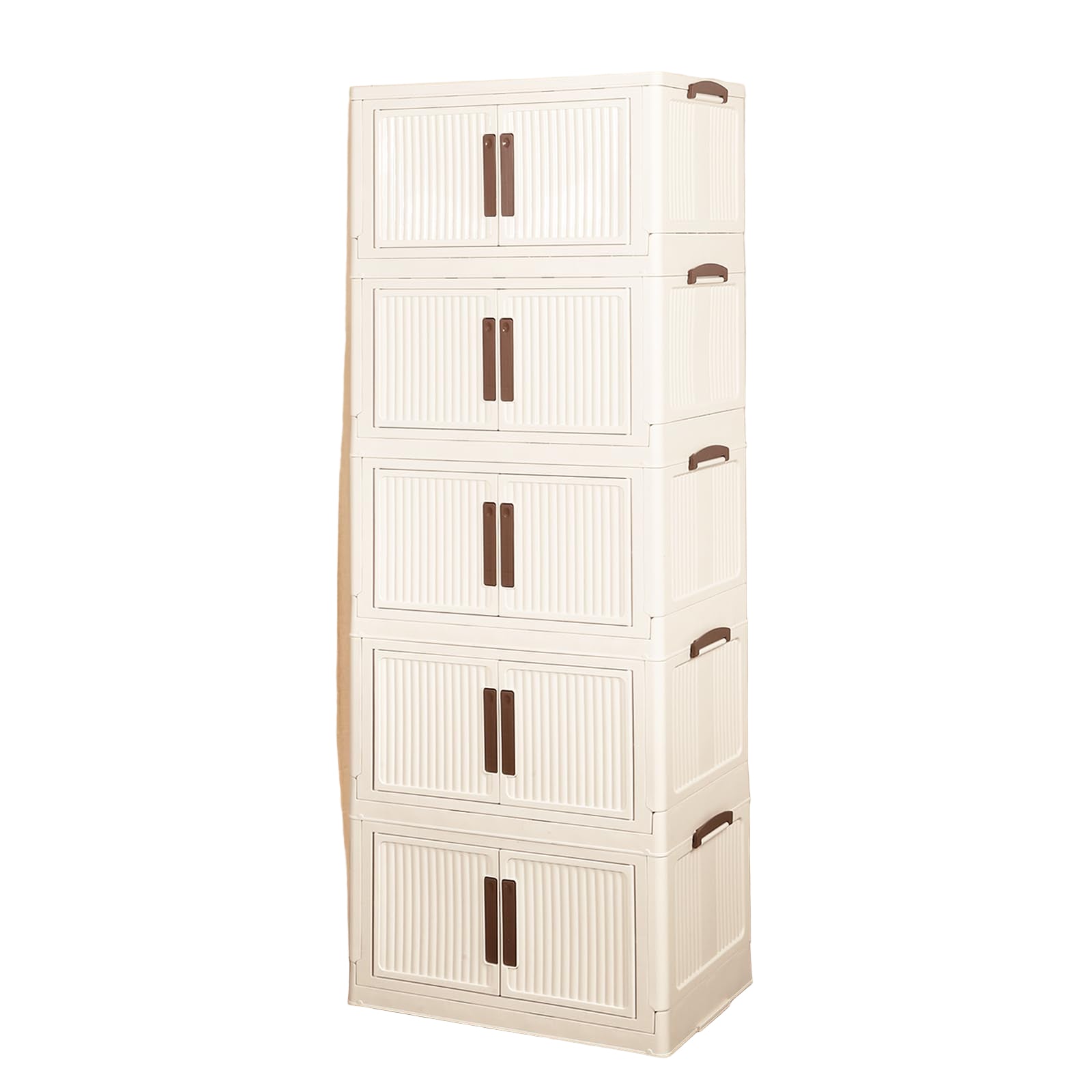 Stackable Storage Bins with Lid 55Gal/220QT Plastic Collapsible Storage Cabinet 5 Tiers