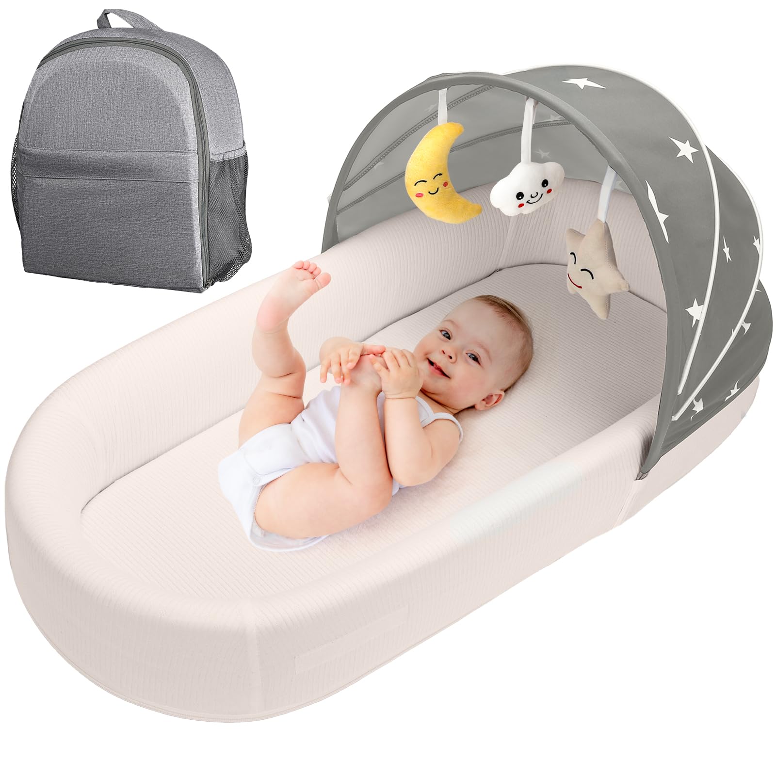 Travel Bassinet Portable Baby Bassinet, Baby Lounger for Newborn