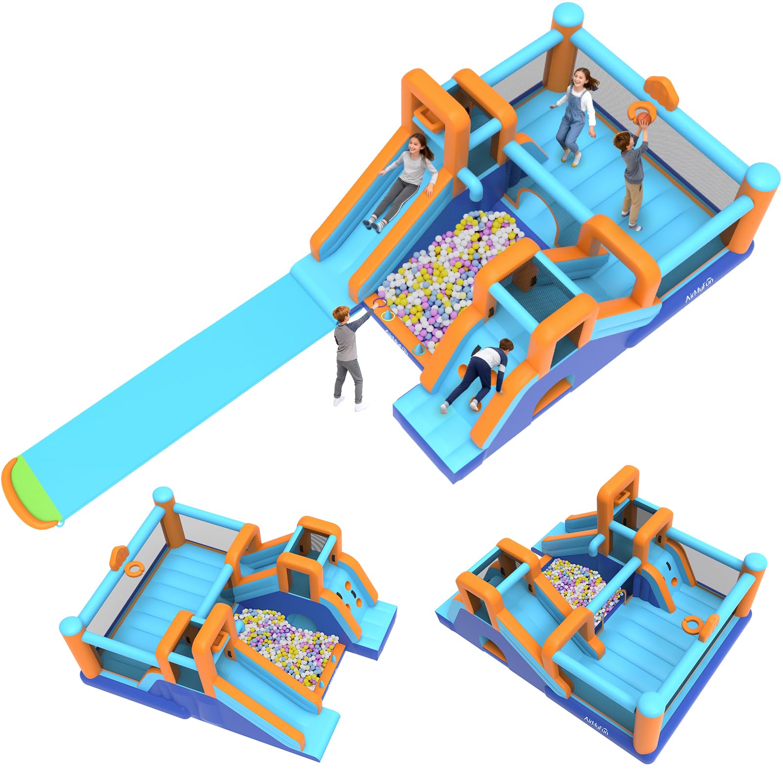 Inflatable Bounce House with Double Slide and Ball Pit