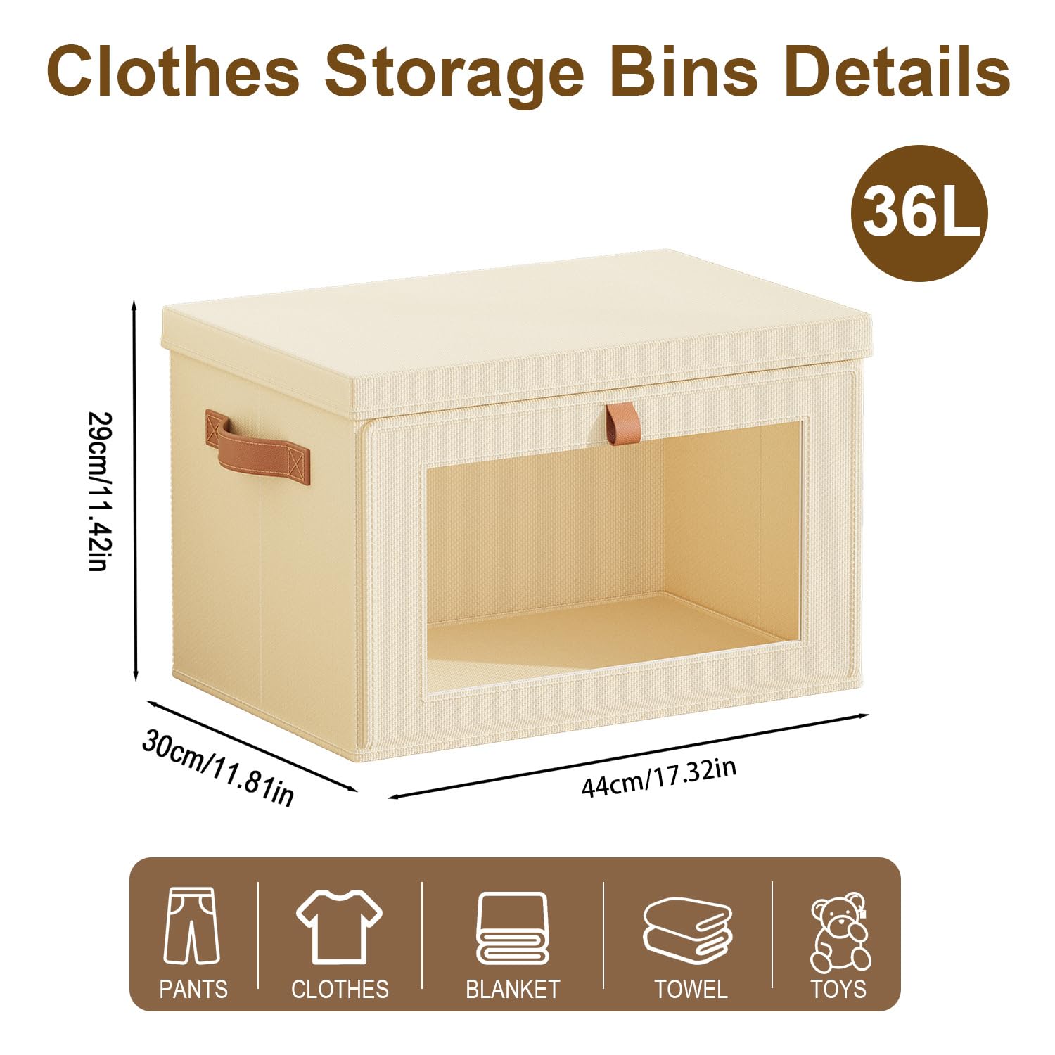 Foldable Storage Bins with Handles & Window - 4 Pack Collapsible Fabric Organizer