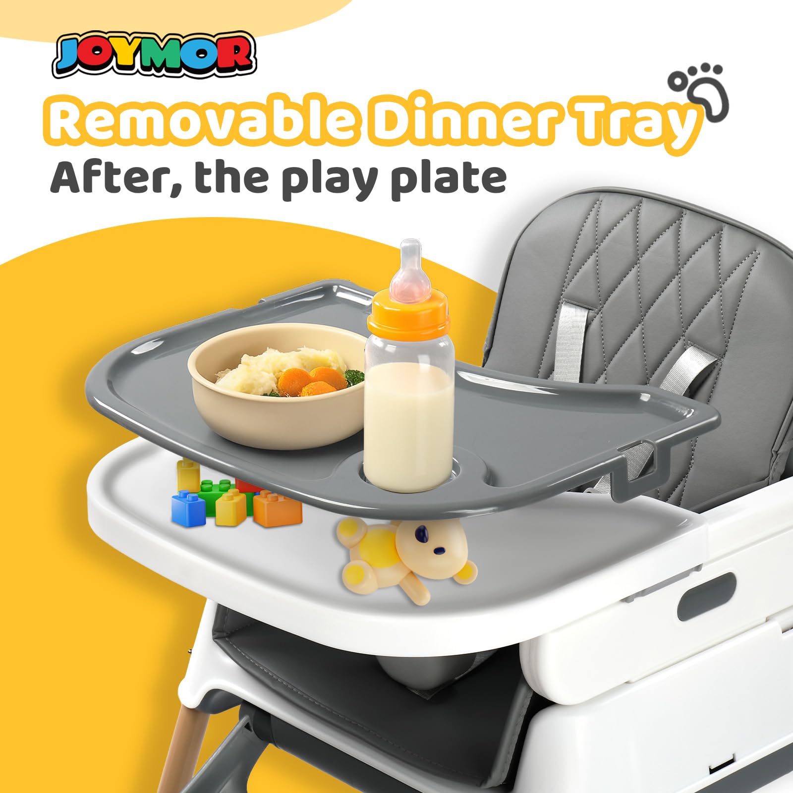 5-in-1 Convertible Baby High Chair with Detachable Tray and Foldable Design