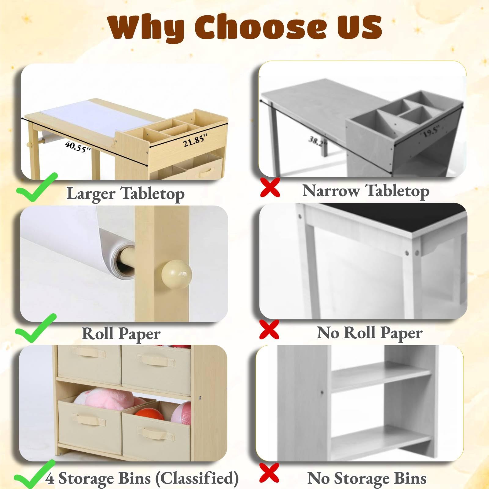 Kids Art Table and Chairs Set with Storage