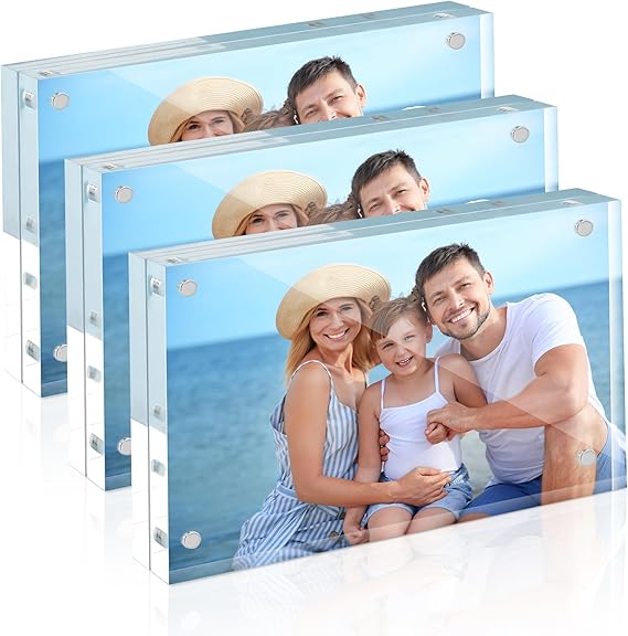 Acrylic Picture Frames 4x6, 3 Pack Magnetic 4 x 6 Picture Frame