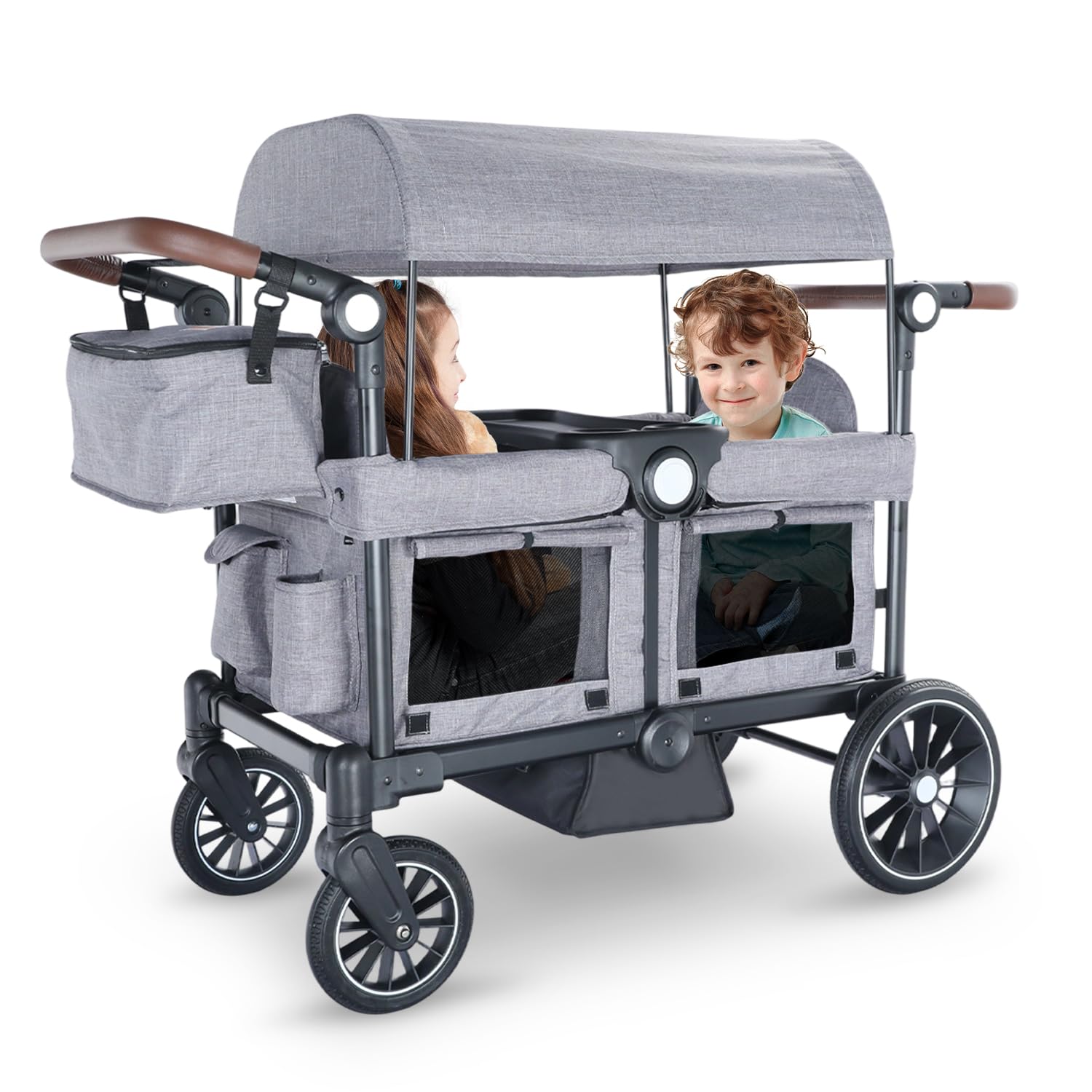 Folding Wagon Stroller for 2 Kids, All-Terrain Baby Stroller Wagon Outdoor