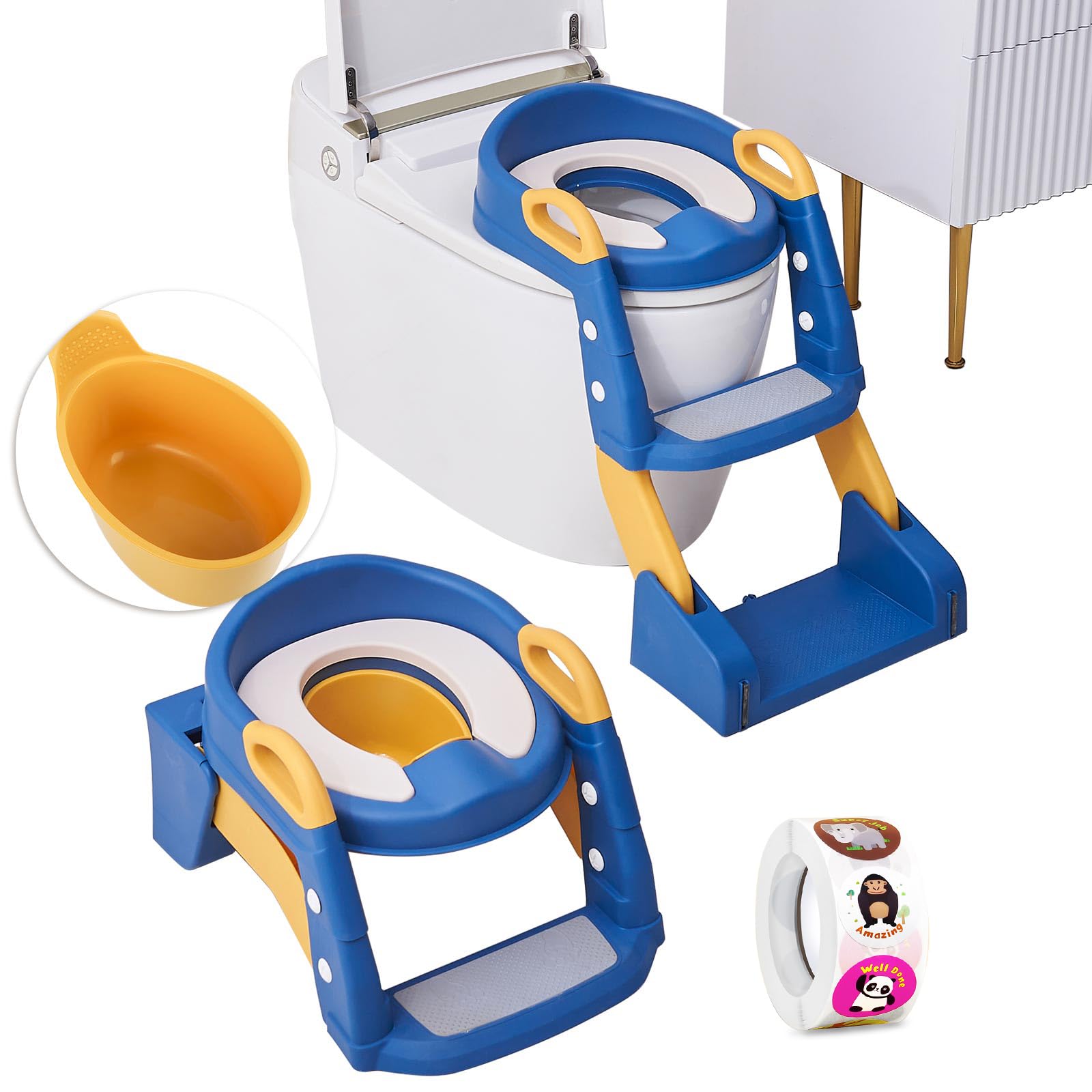3 in 1 Toddler Potty Training Seat Chair with Ladder and Basin for Boys and Girls