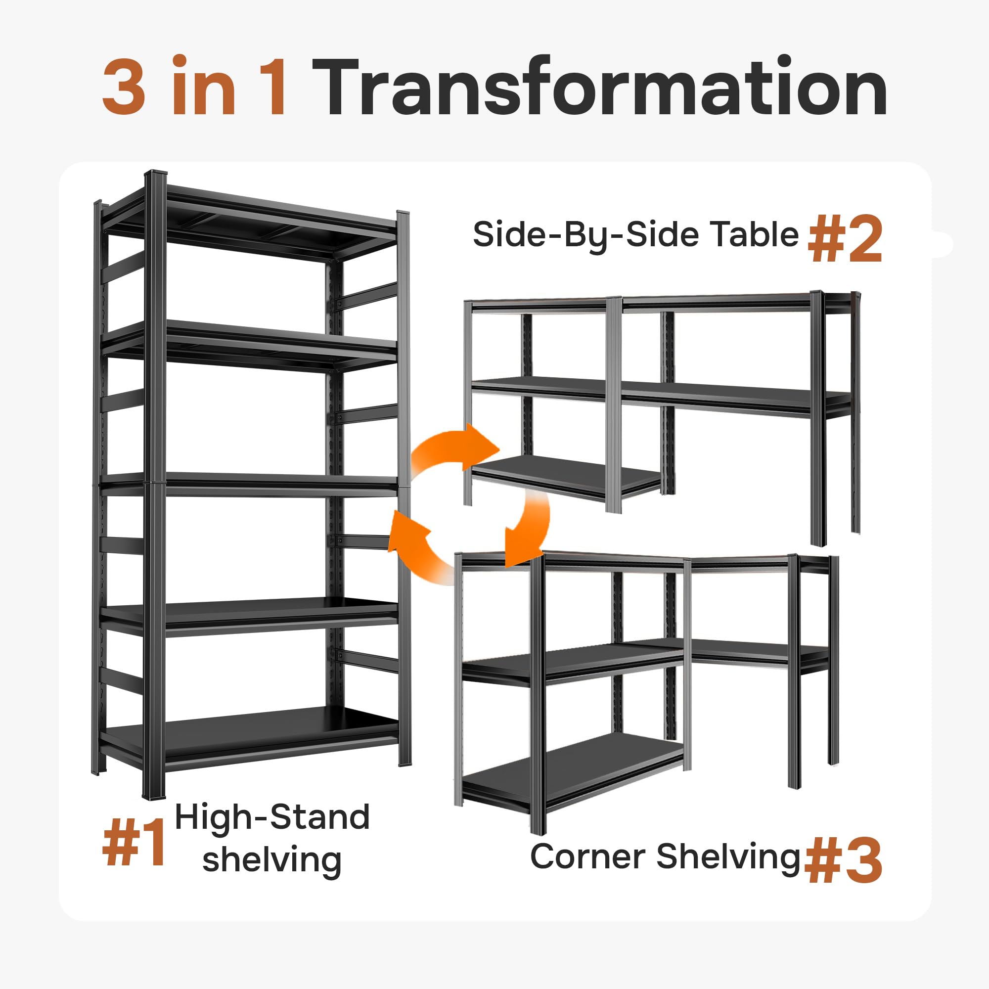 Heavy Duty Garage Shelving Unit 5 Tier Adjustable Metal Storage Rack