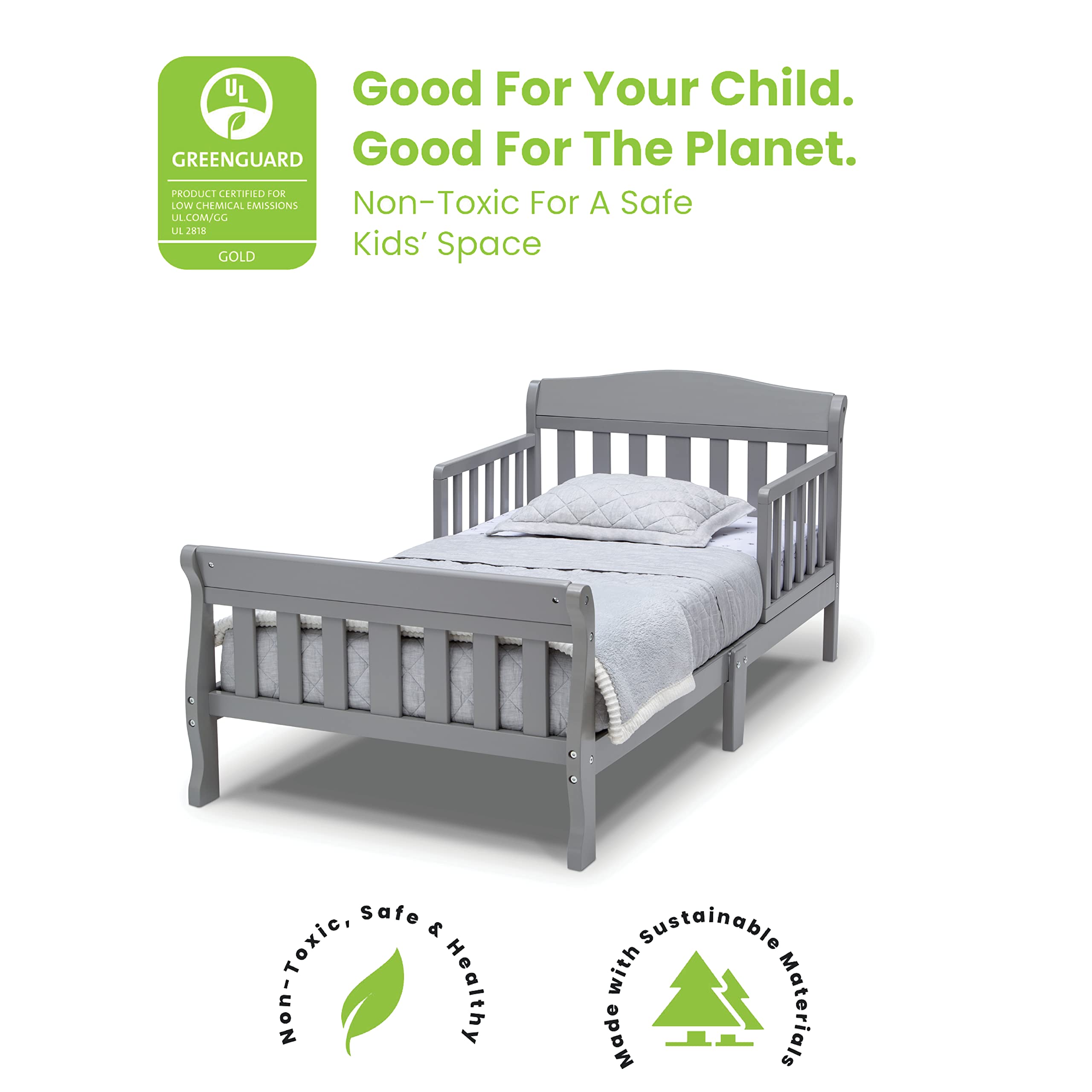4-Piece Toddler Playroom Set, Grey/White & Canton Toddler Bed