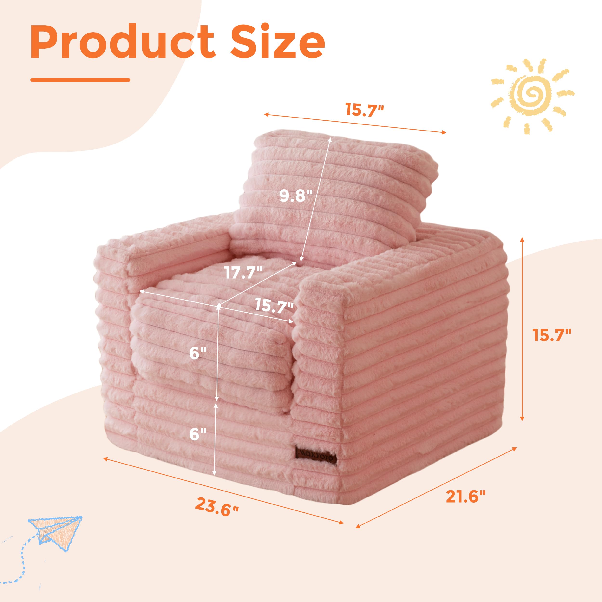 Kids Bean Bag Chair with Pillows and Armrests