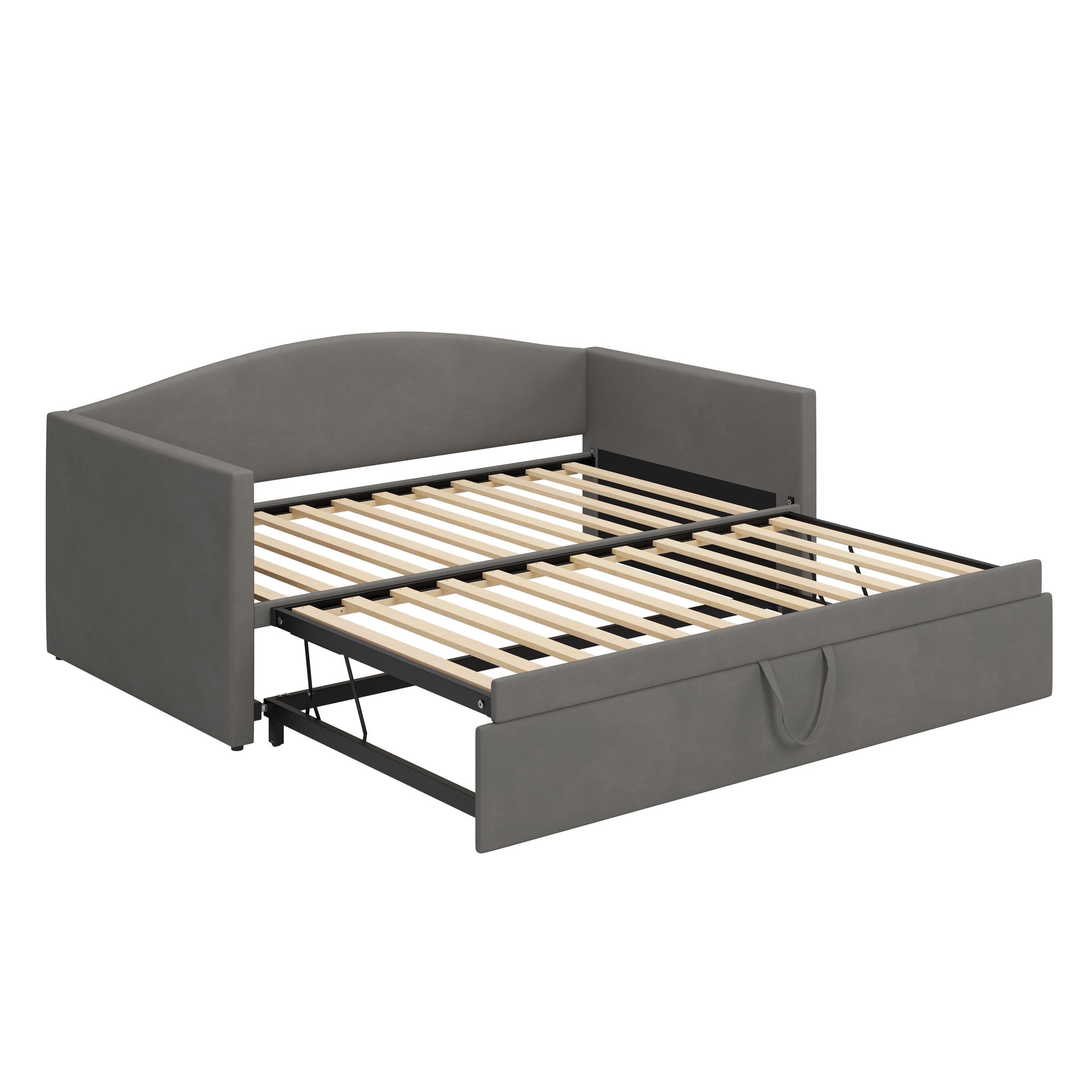 Twin Size Velvet Daybed with Extended Pop Up Trundle