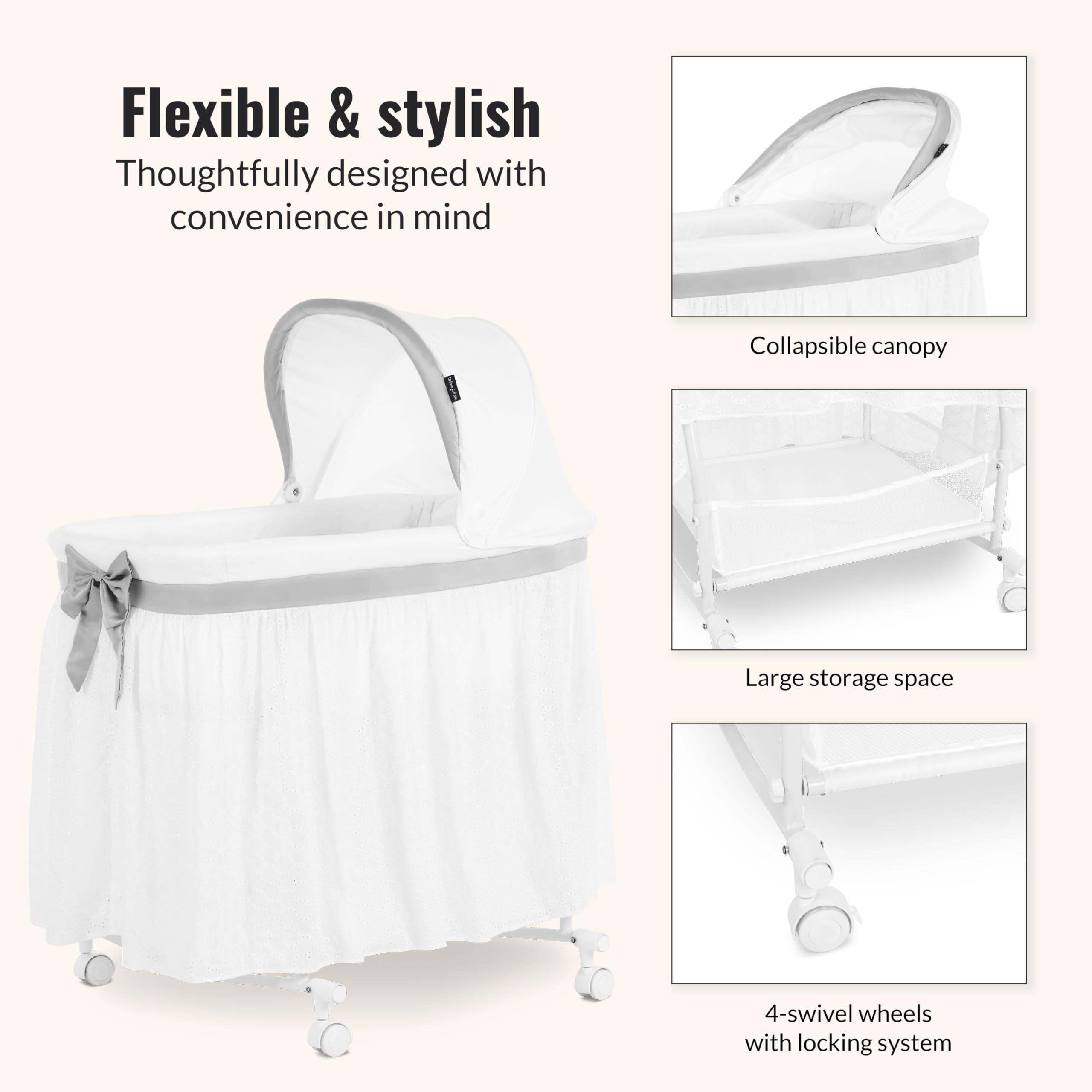 2-in-1 Convertible Baby Bassinet with Rocking Mode