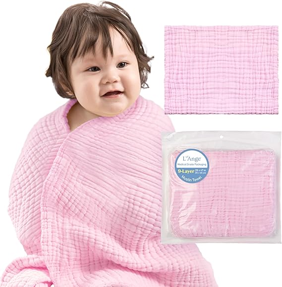 Bath Towel - 9 Layers 100% Cotton Muslin, Super Quick Dry, Medical